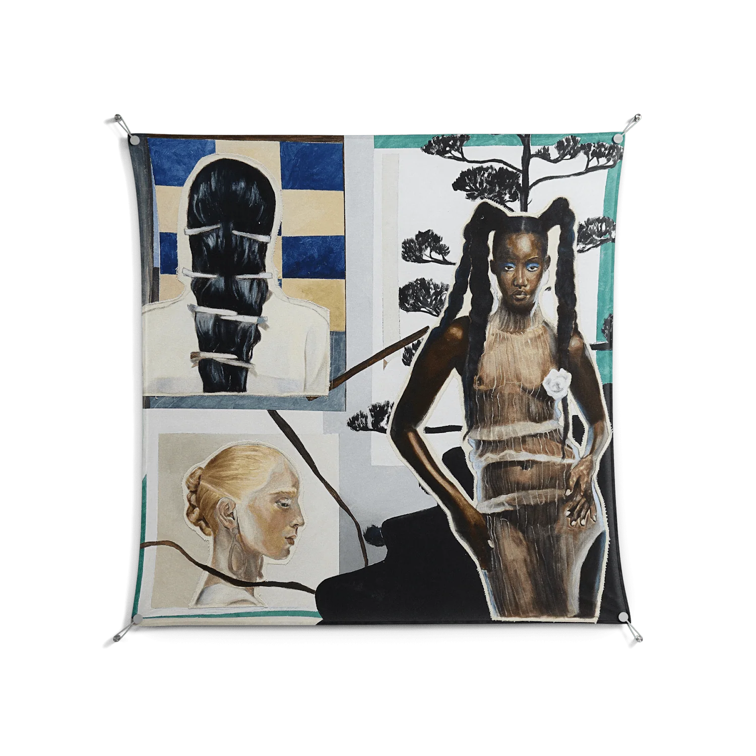 Dreaming With Open Eyes - Work On Wall - Sophie Goudman - Silver - 140 x 140 cm