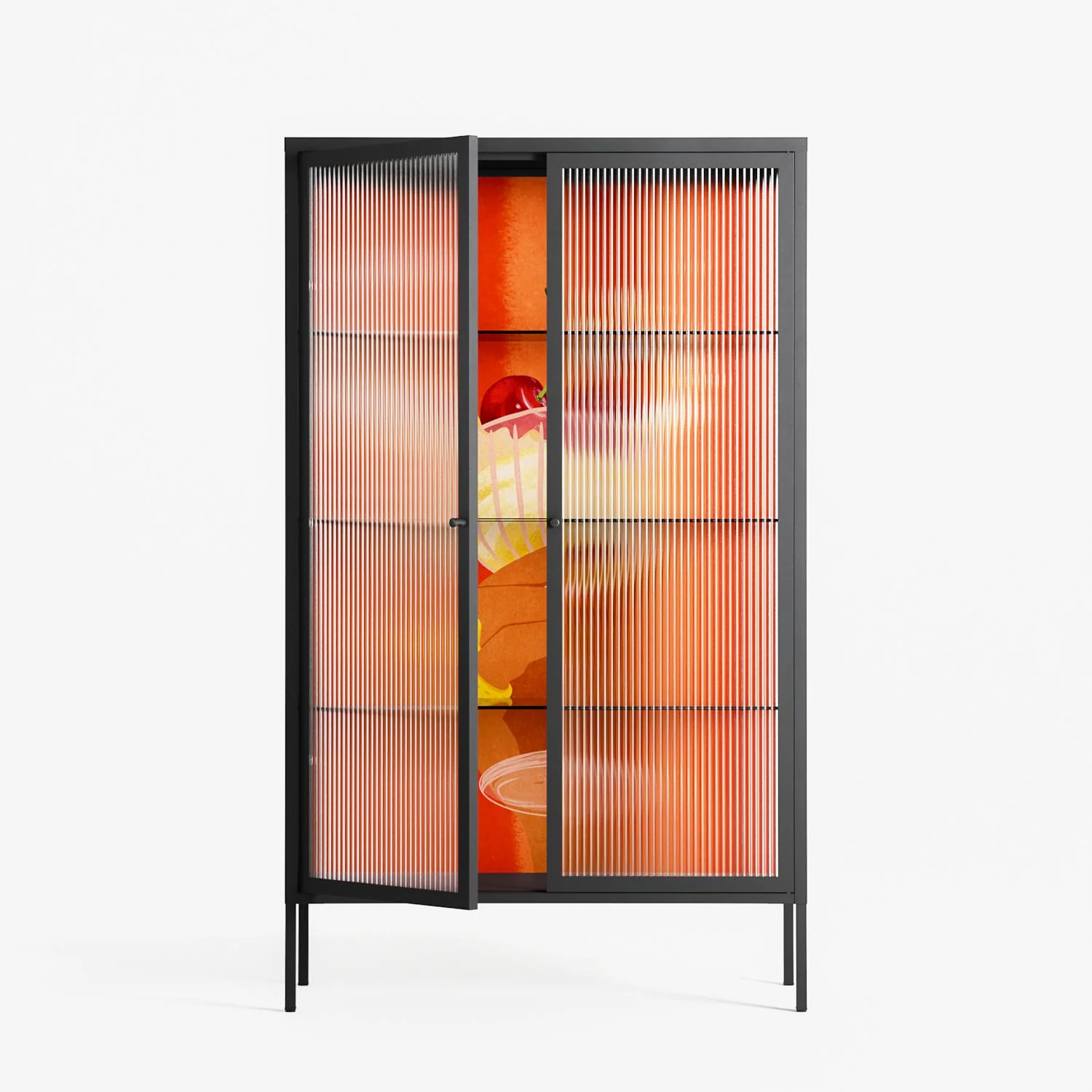 Drink And Cherries - Cabinet - Raissa Oltmanns - Antracite - Reeded glass - Image 2