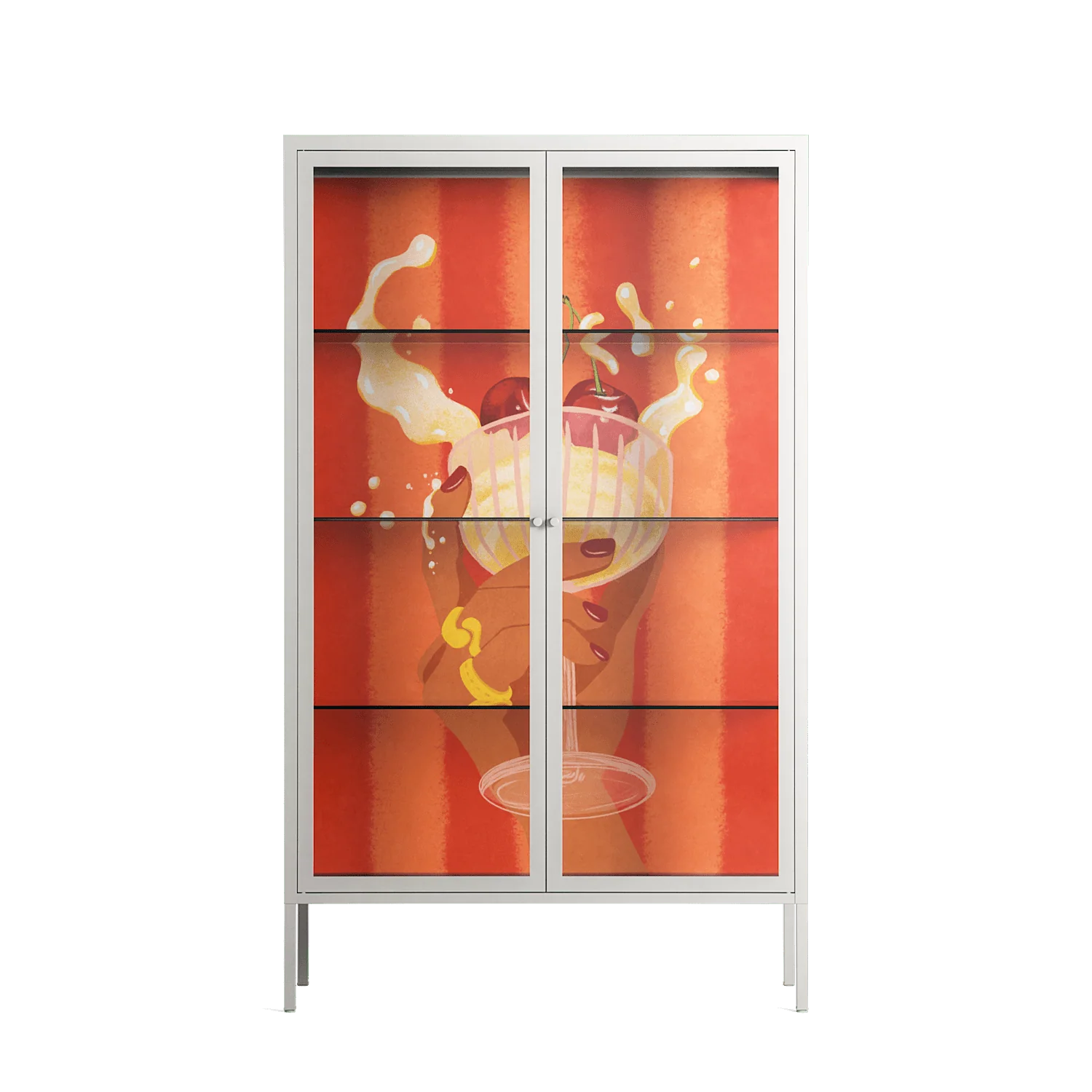 Drink And Cherries - Cabinet - Raissa Oltmanns - Chalk - Clear glass