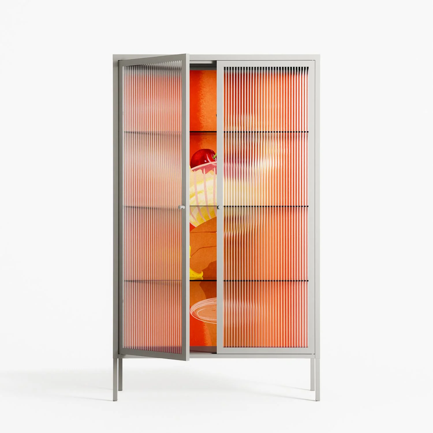 Drink And Cherries - Cabinet - Raissa Oltmanns - Chalk - Reeded glass - Image 2