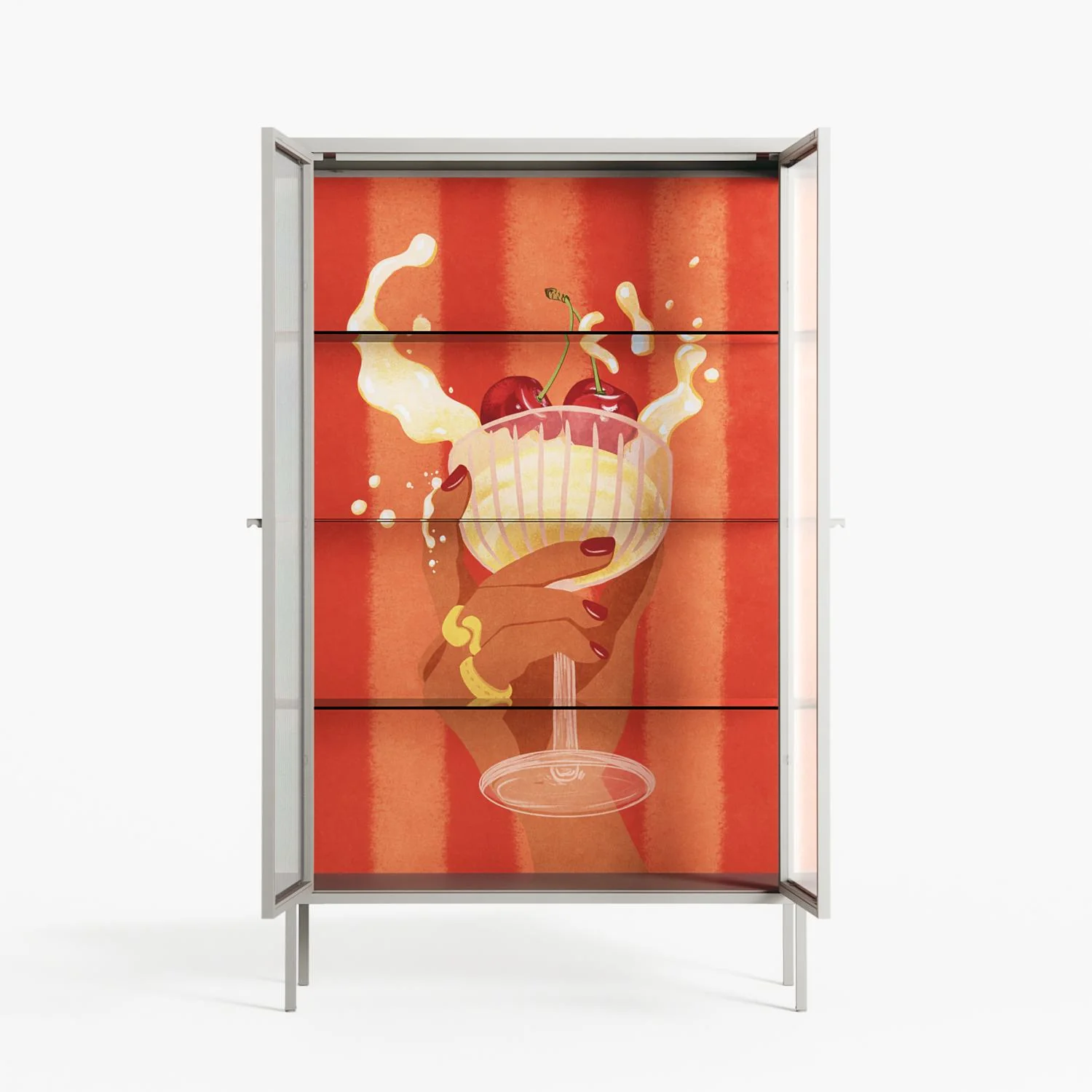 Drink And Cherries - Cabinet - Raissa Oltmanns - Chalk - Reeded glass - Image 3