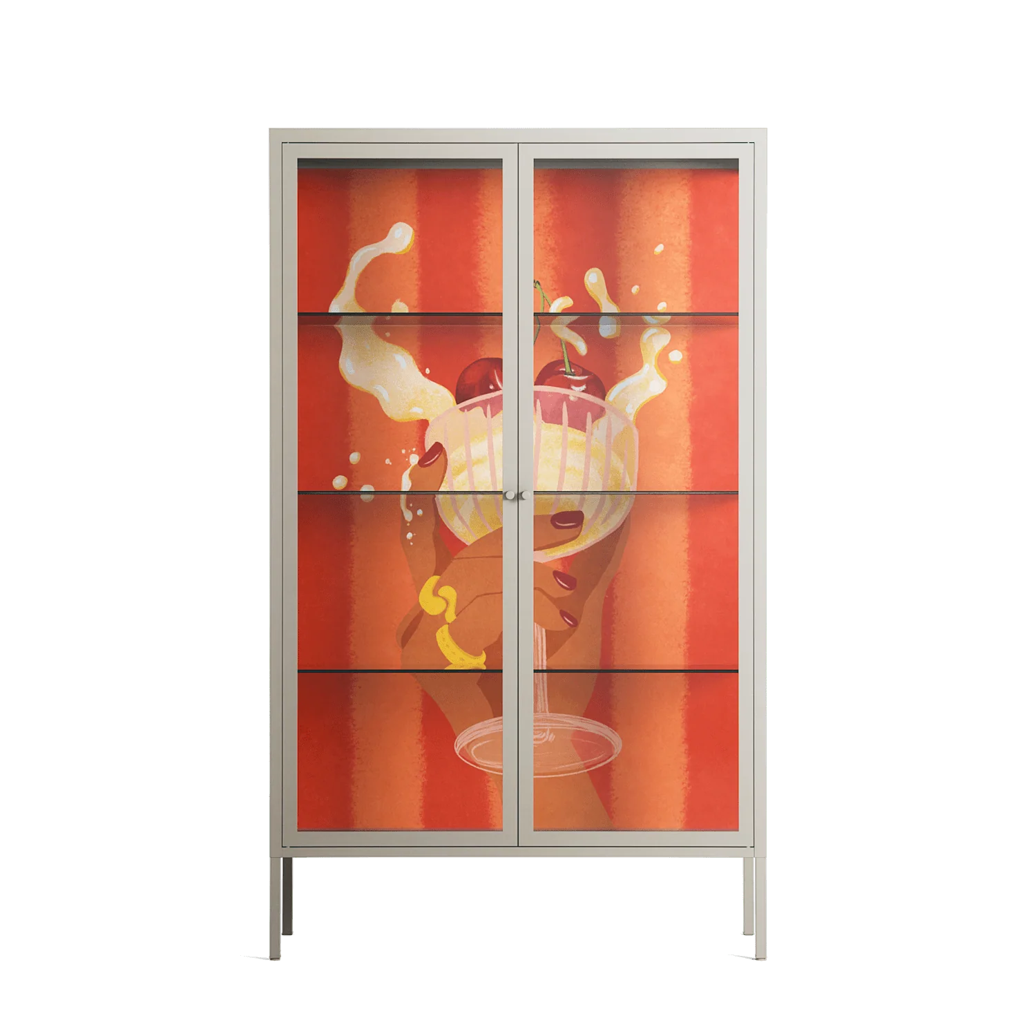 Drink And Cherries - Cabinet - Raissa Oltmanns - Pebble - Clear glass