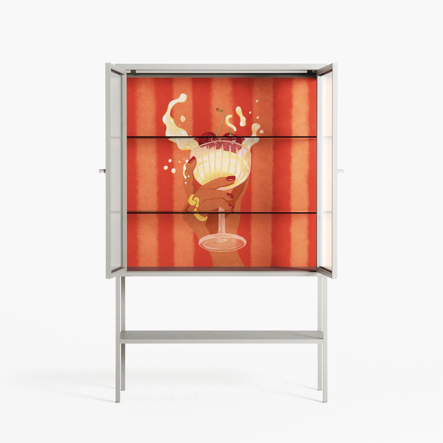 Drink And Cherries - Loft Cabinet - Raissa Oltmanns - Chalk - Reeded glass - Image 3