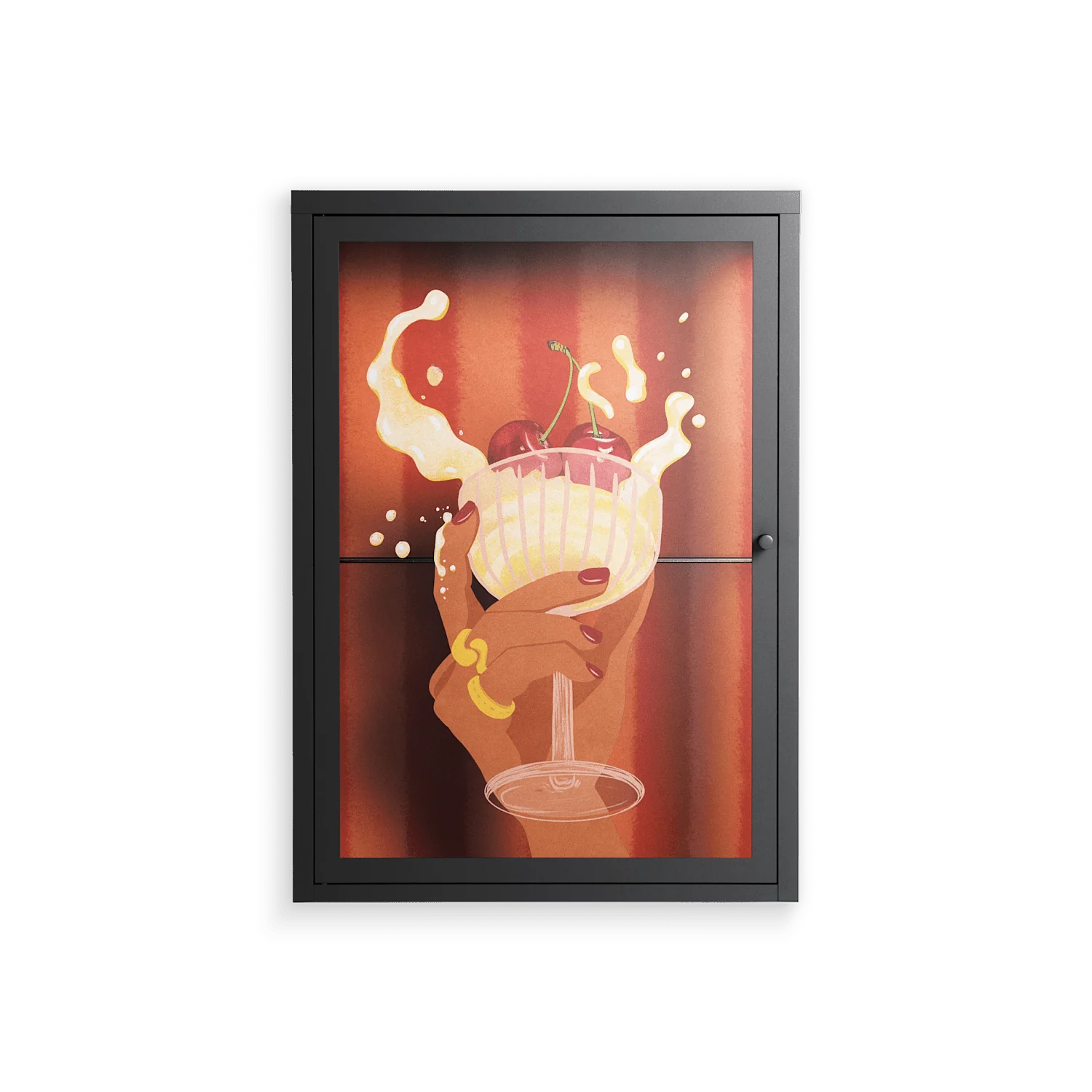 Drink And Cherries - Wall Cabinet - Raissa Oltmanns - Antracite - Overlay Glass