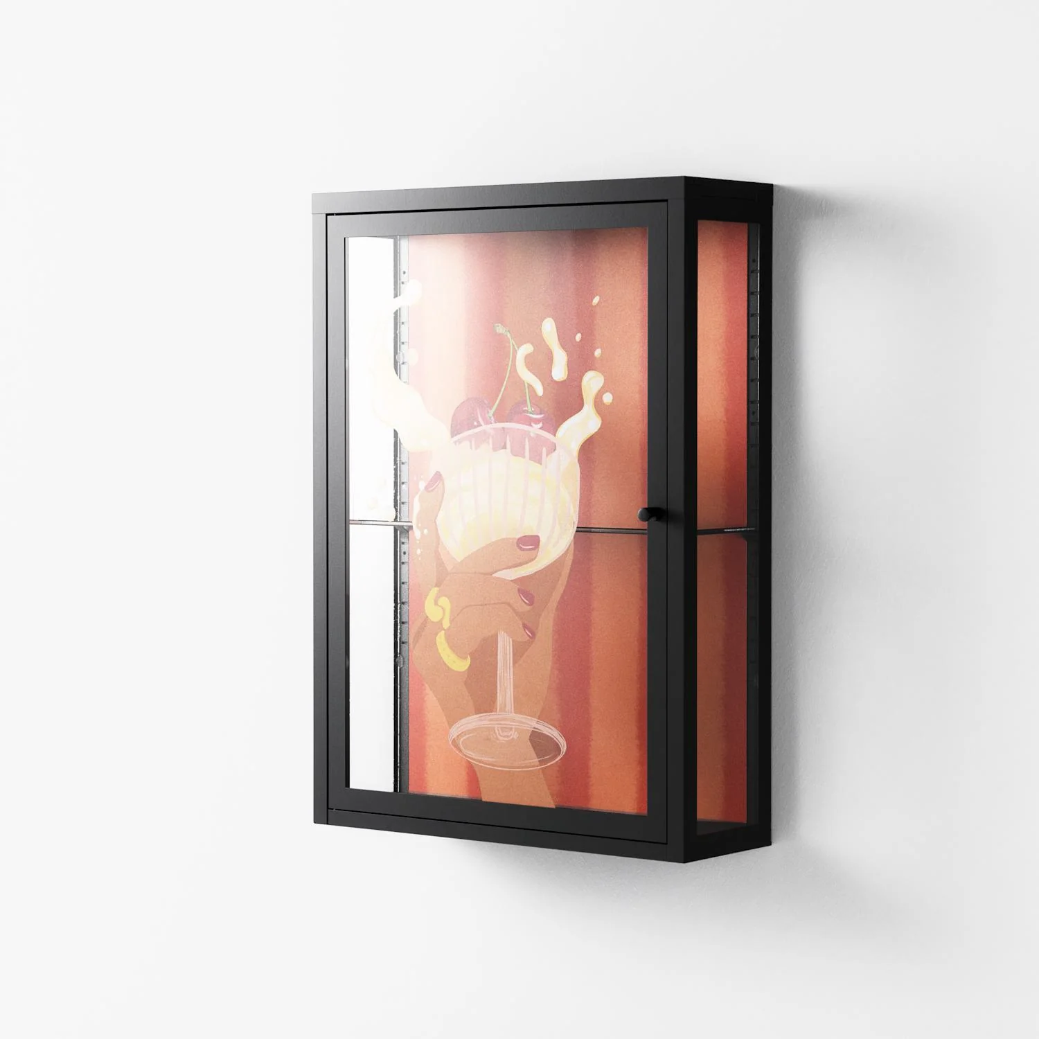 Drink And Cherries - Wall Cabinet - Raissa Oltmanns - Antracite - Overlay Glass - Image 2