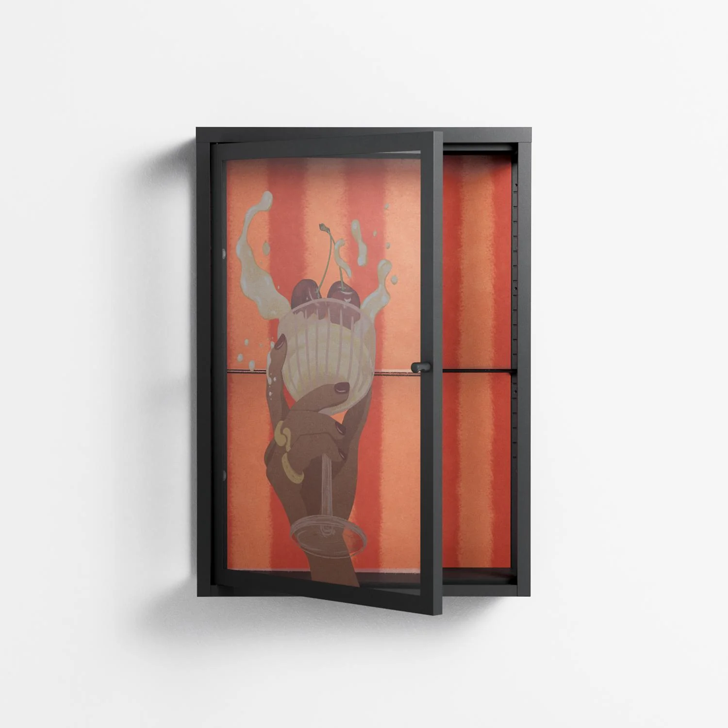 Drink And Cherries - Wall Cabinet - Raissa Oltmanns - Antracite - Overlay Glass - Image 3