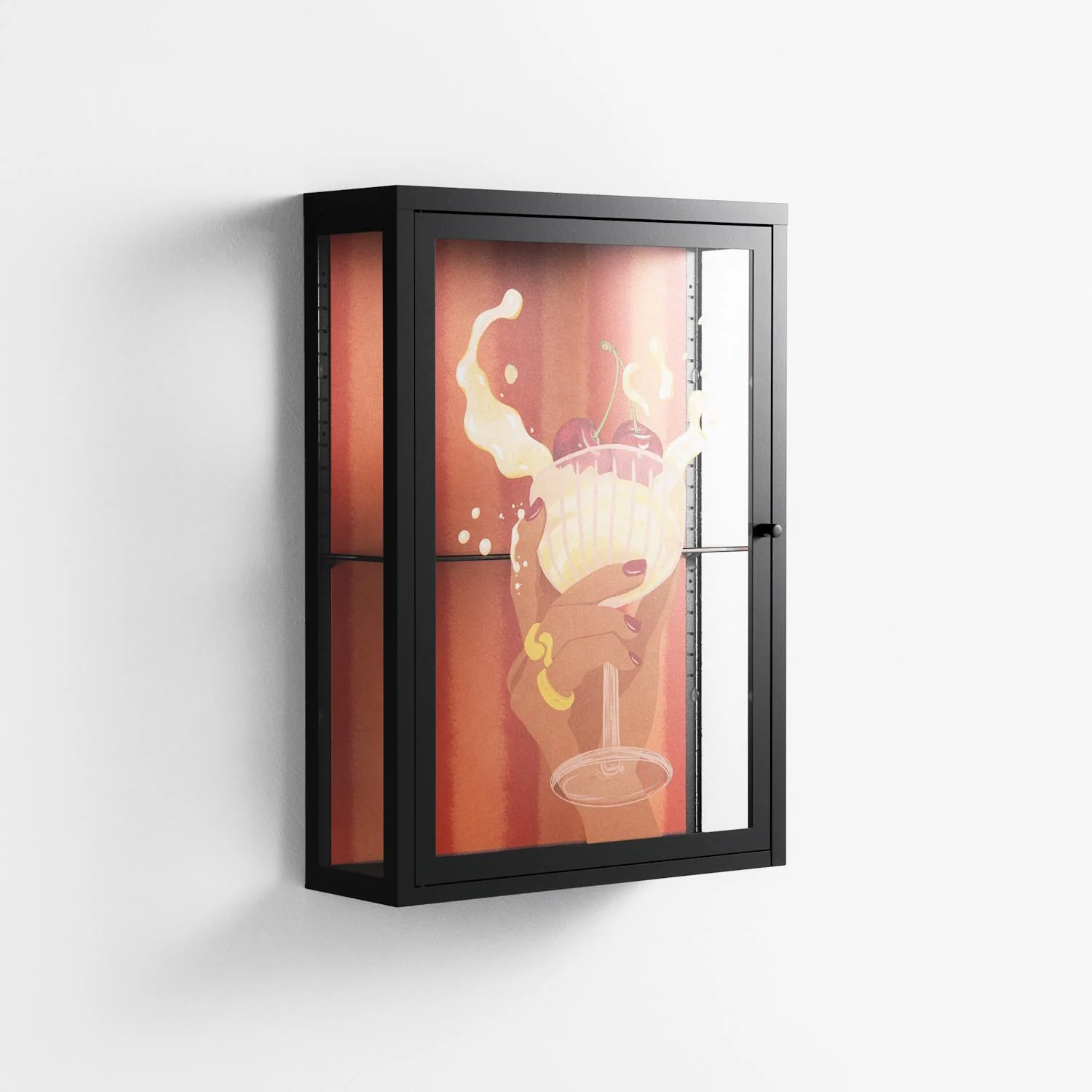 Drink And Cherries - Wall Cabinet - Raissa Oltmanns - Antracite - Overlay Glass - Image 4
