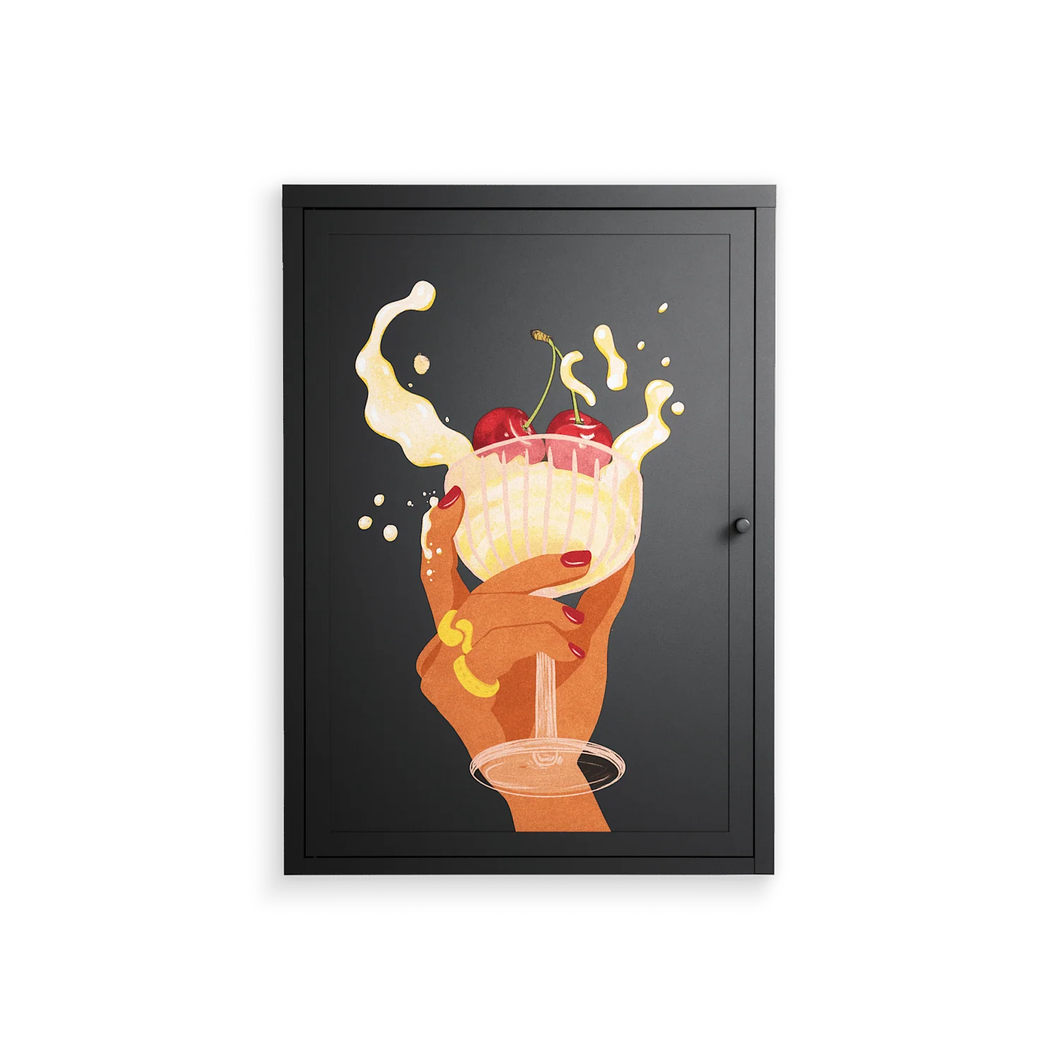 Drink And Cherries - Wall Cabinet - Raissa Oltmanns - Antracite - Overlay Metal