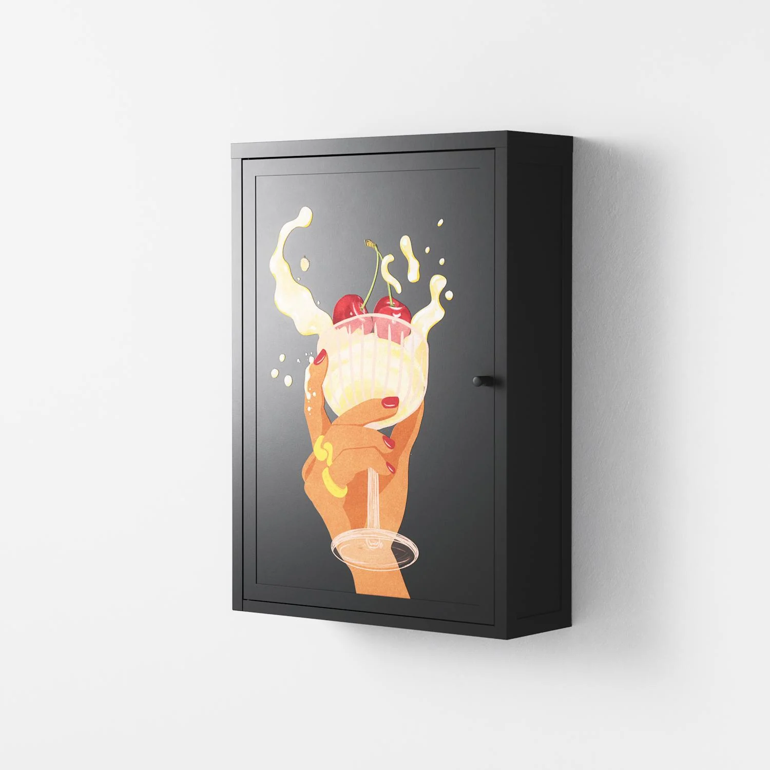 Drink And Cherries - Wall Cabinet - Raissa Oltmanns - Antracite - Overlay Metal - Image 2