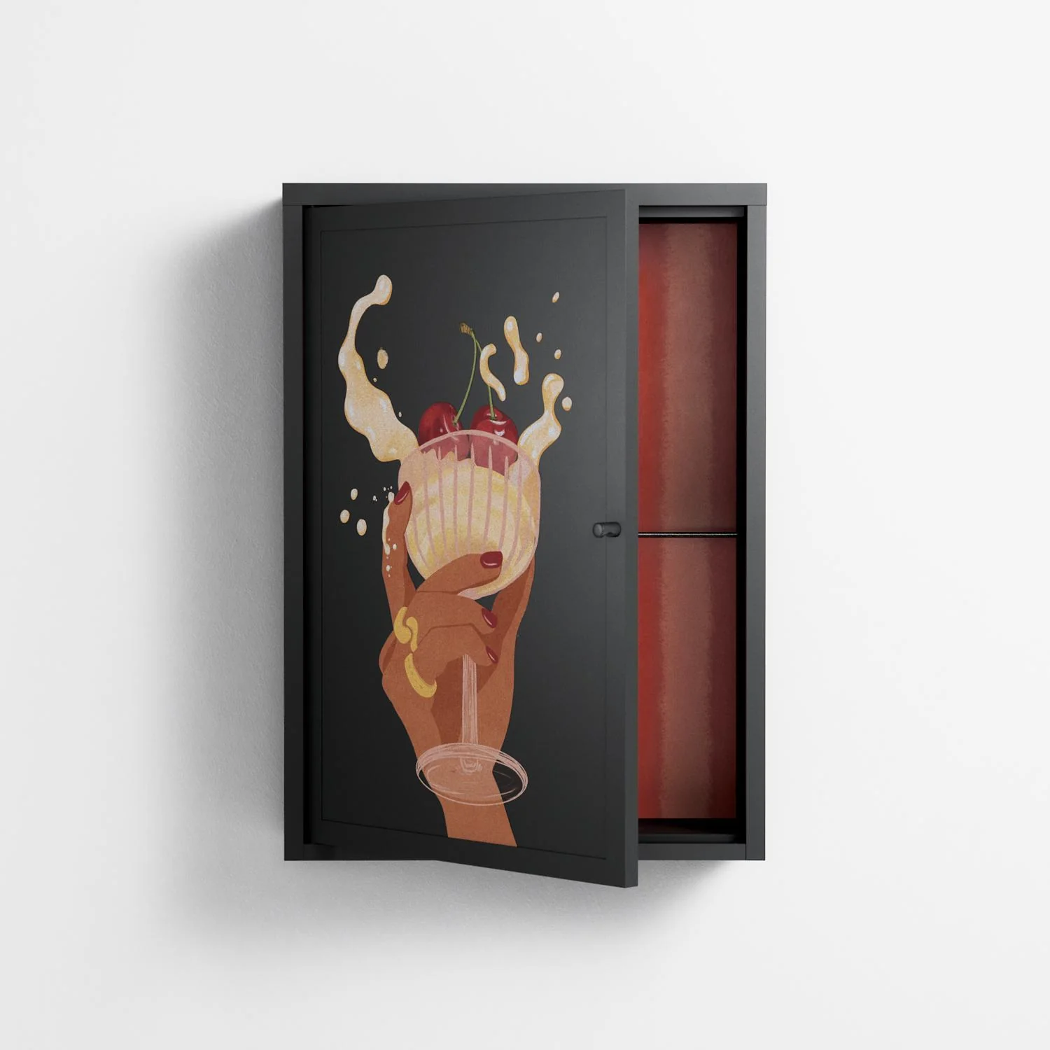 Drink And Cherries - Wall Cabinet - Raissa Oltmanns - Antracite - Overlay Metal - Image 3