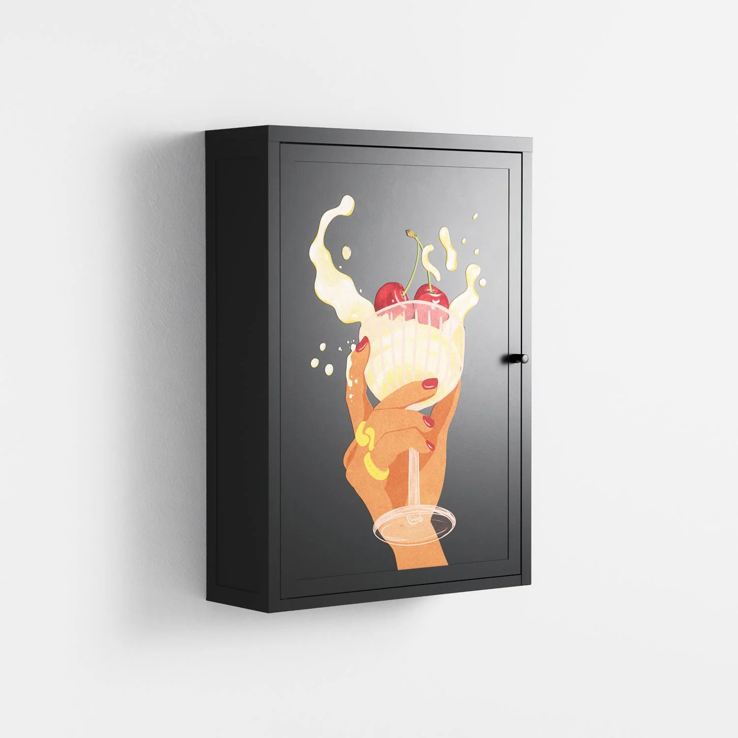 Drink And Cherries - Wall Cabinet - Raissa Oltmanns - Antracite - Overlay Metal - Image 4