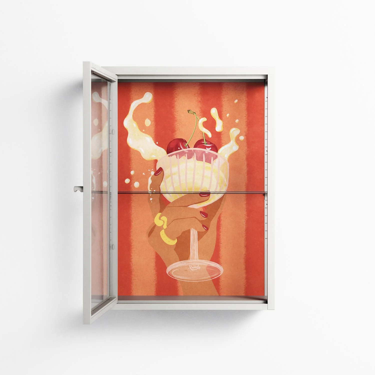 Drink And Cherries - Wall Cabinet - Raissa Oltmanns - Chalk - Clear glass - Image 3