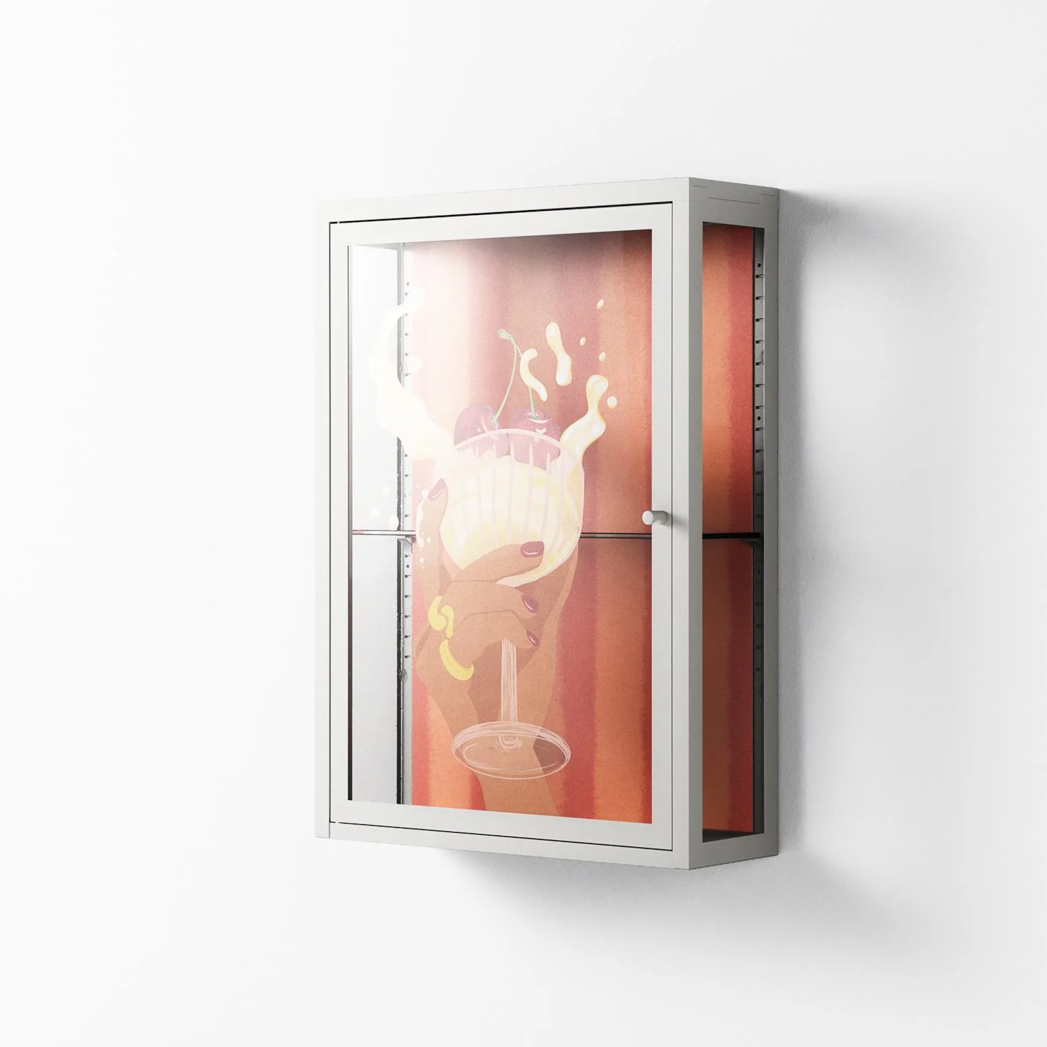Drink And Cherries - Wall Cabinet - Raissa Oltmanns - Chalk - Overlay Glass - Image 2