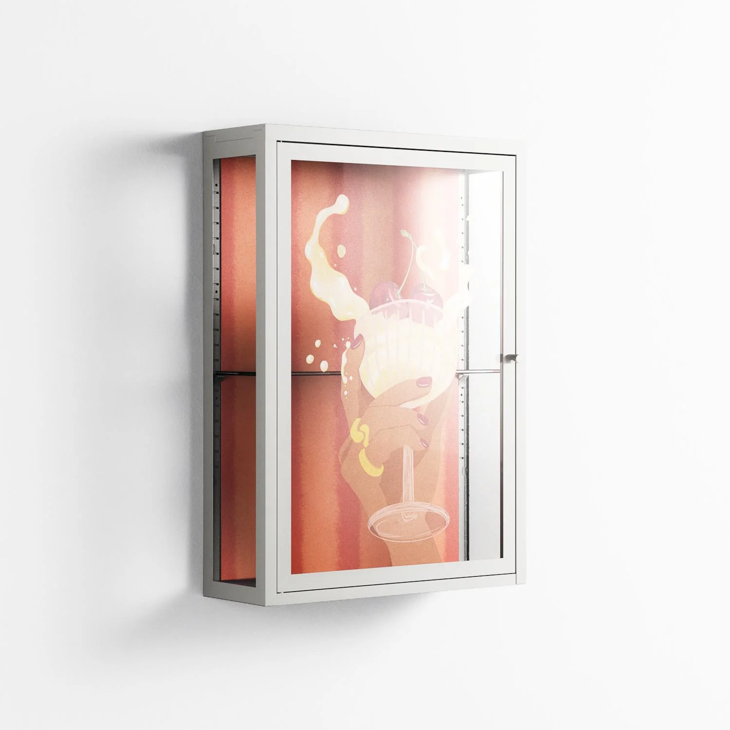 Drink And Cherries - Wall Cabinet - Raissa Oltmanns - Chalk - Overlay Glass - Image 4