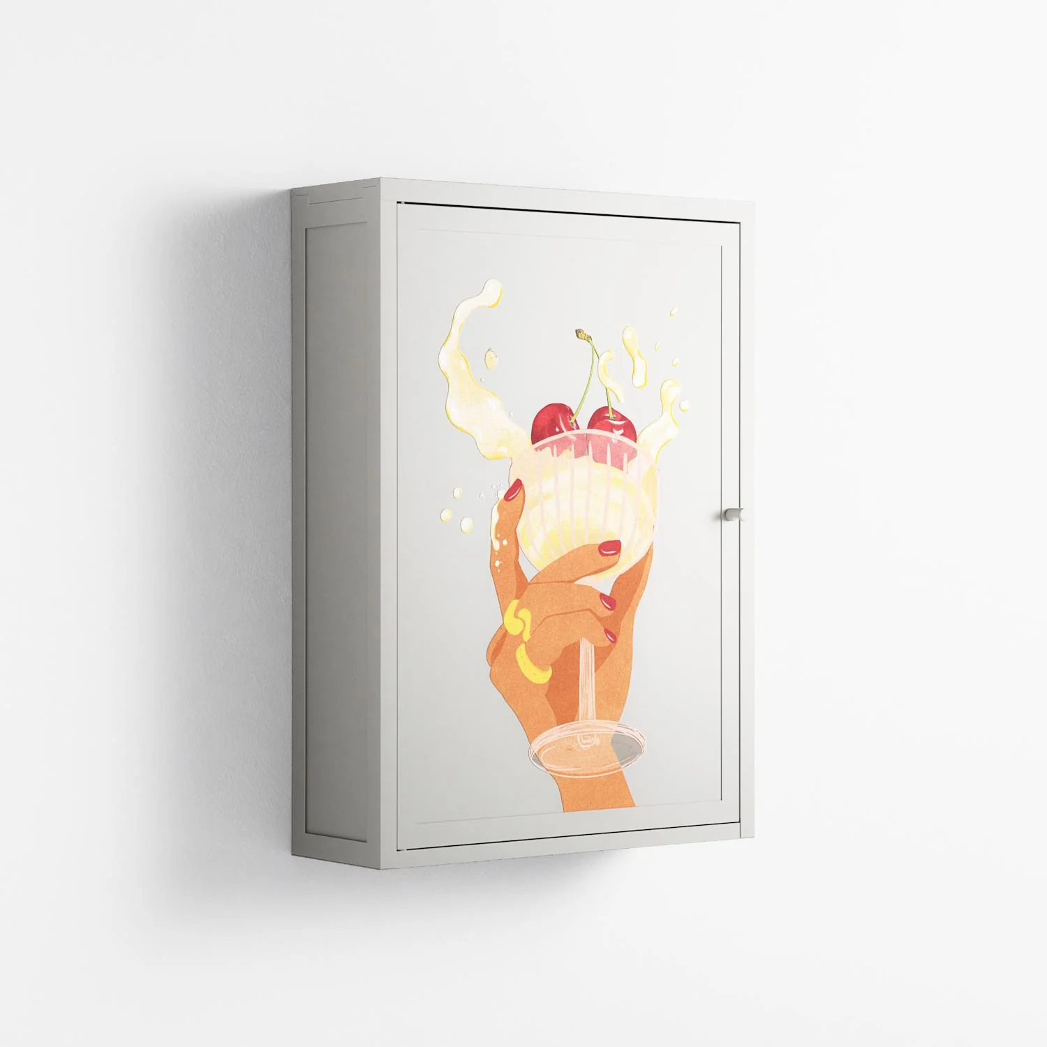 Drink And Cherries - Wall Cabinet - Raissa Oltmanns - Chalk - Overlay Metal - Image 4