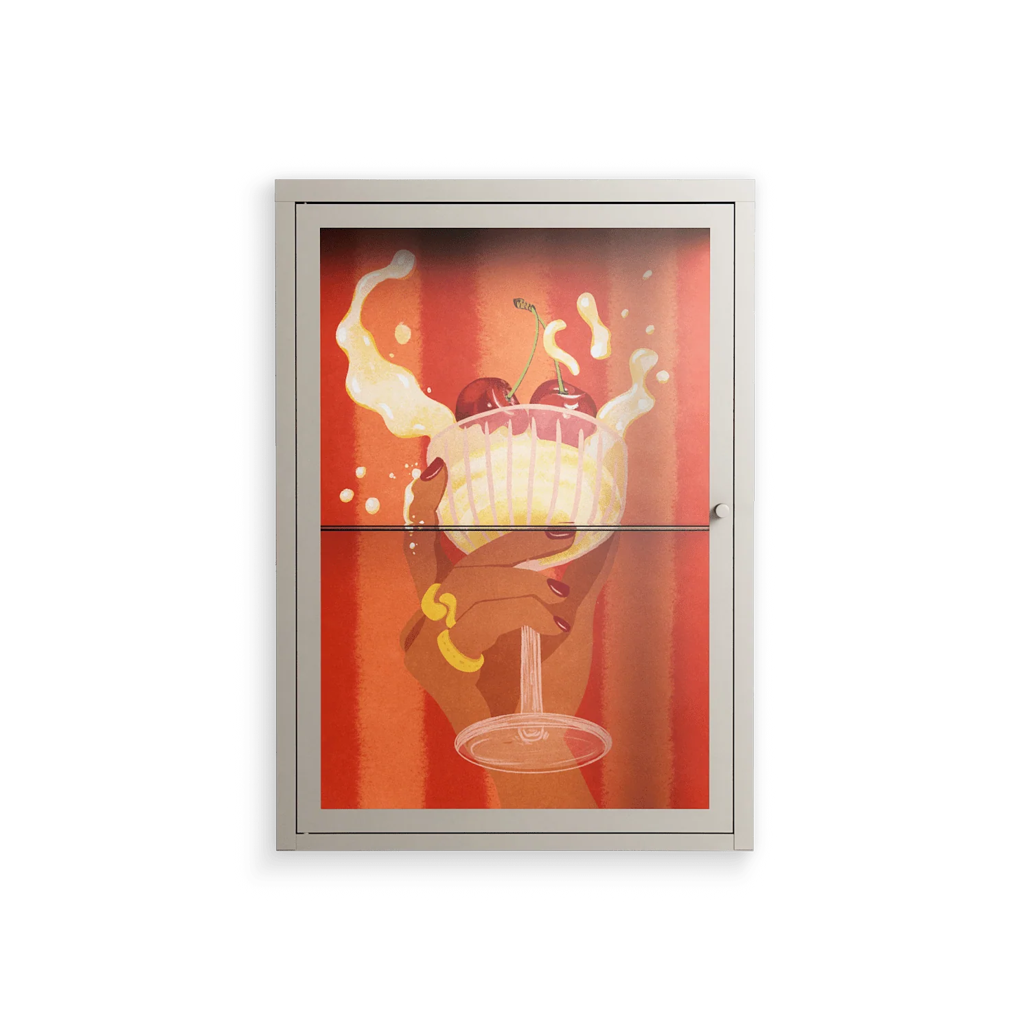 Drink And Cherries - Wall Cabinet - Raissa Oltmanns - Pebble - Clear glass