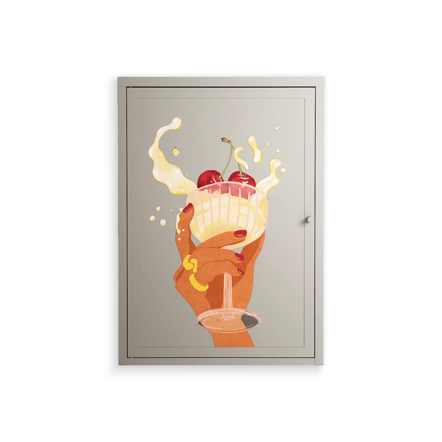 Drink And Cherries - Wall Cabinet - Raissa Oltmanns - Pebble - Overlay Metal