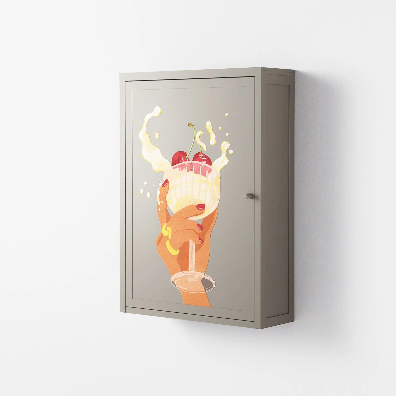Drink And Cherries - Wall Cabinet - Raissa Oltmanns - Pebble - Overlay Metal - Image 2