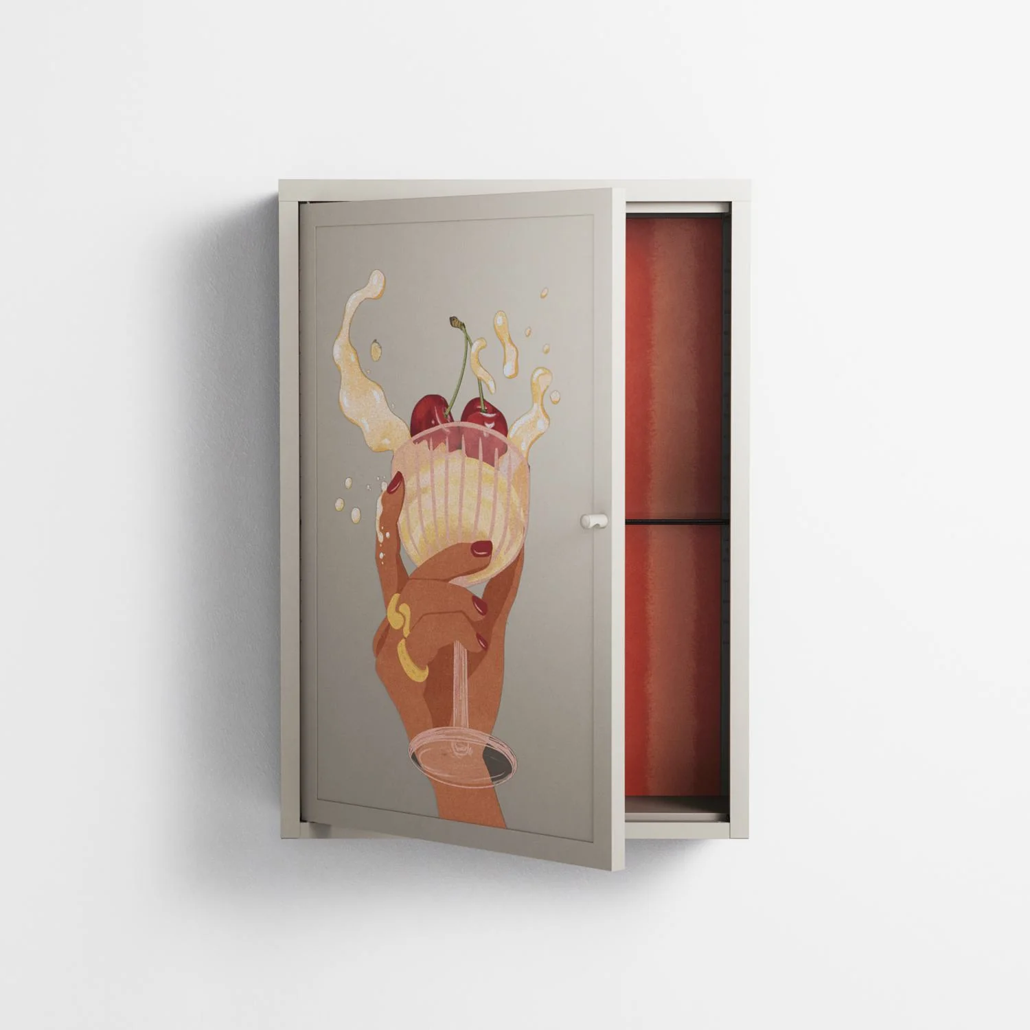 Drink And Cherries - Wall Cabinet - Raissa Oltmanns - Pebble - Overlay Metal - Image 3