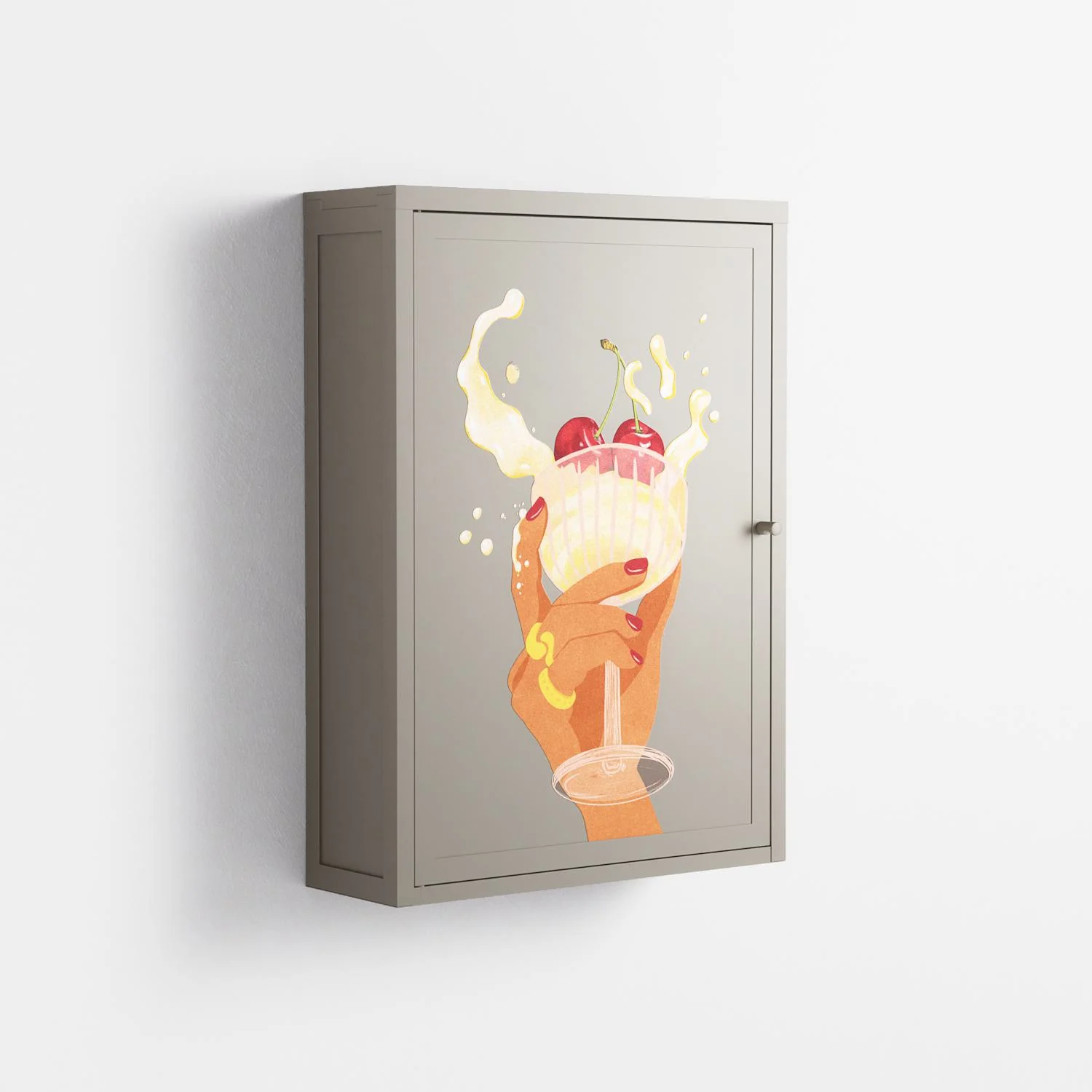 Drink And Cherries - Wall Cabinet - Raissa Oltmanns - Pebble - Overlay Metal - Image 4