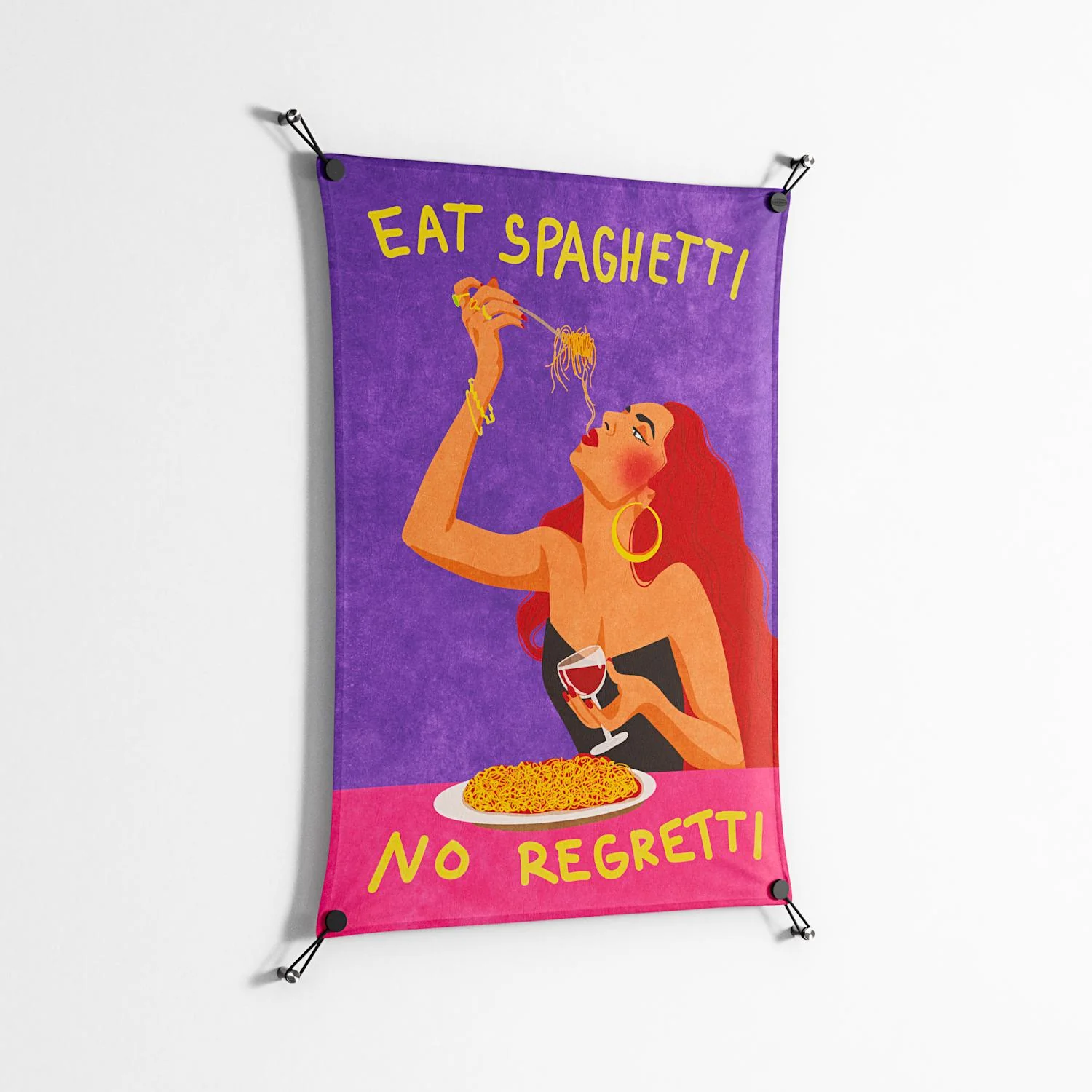 Eat Spaghetti No Regretti - Work On Wall - Raissa Oltmanns - Black - 70 x 100 cm - Image 2