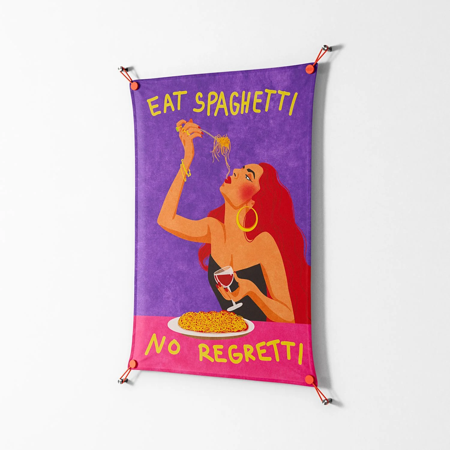 Eat Spaghetti No Regretti - Work On Wall - Raissa Oltmanns - Orange - 70 x 100 cm - Image 2