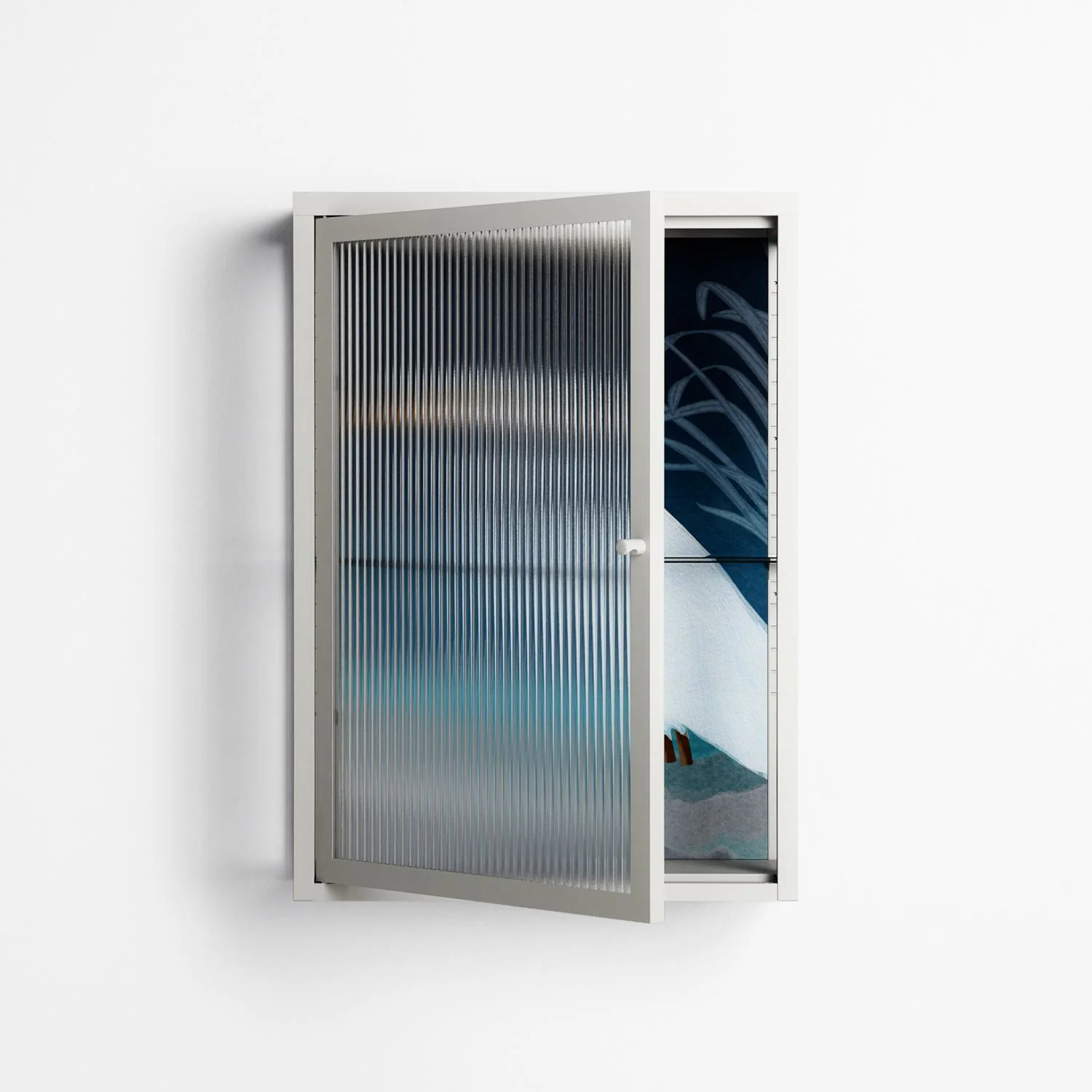 Egret - Wall Cabinet - Katie O’Shea - Chalk - Reeded glass - Image 2