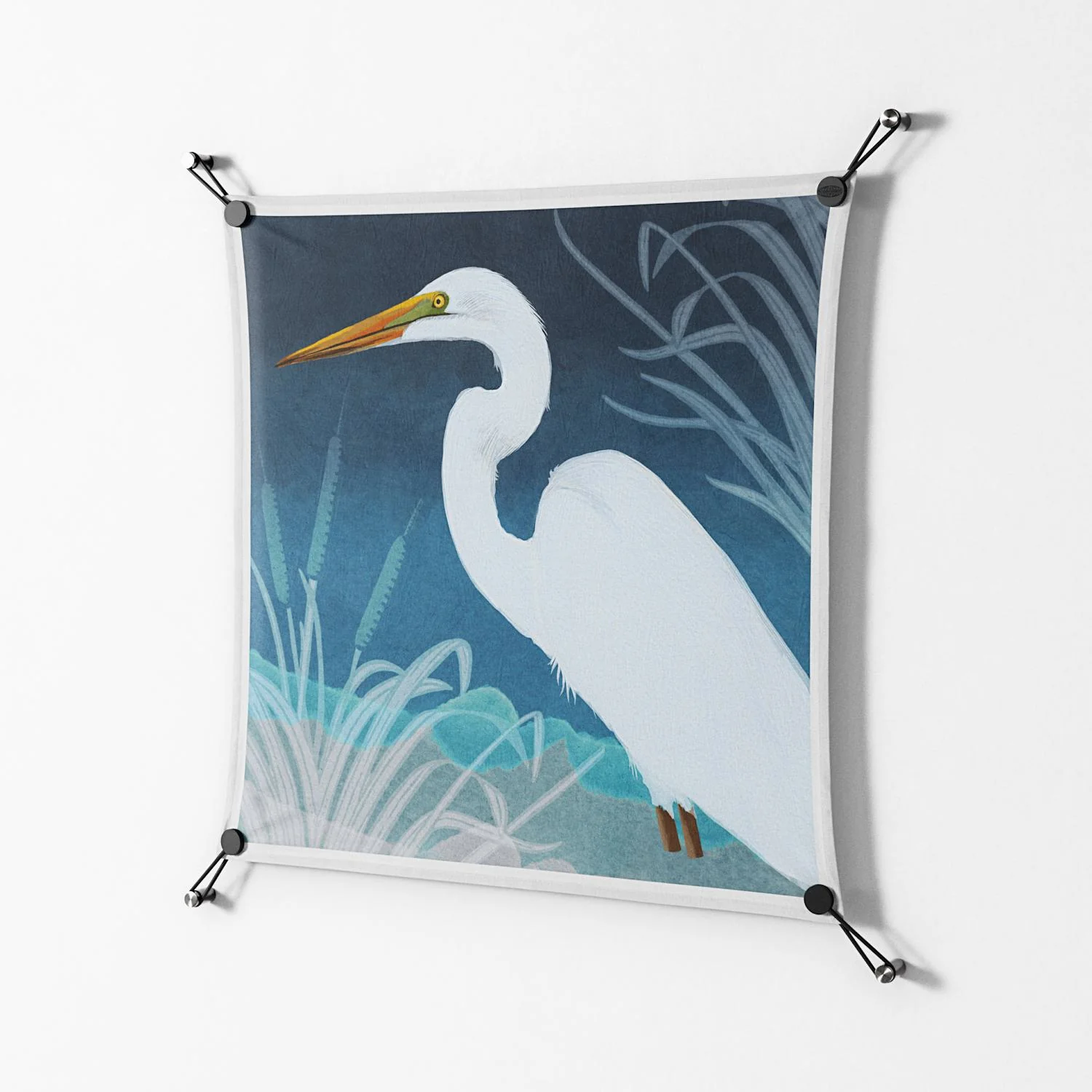 Egret - Work On Wall - Katie O’Shea - Black - 70 x 70 cm - Image 2
