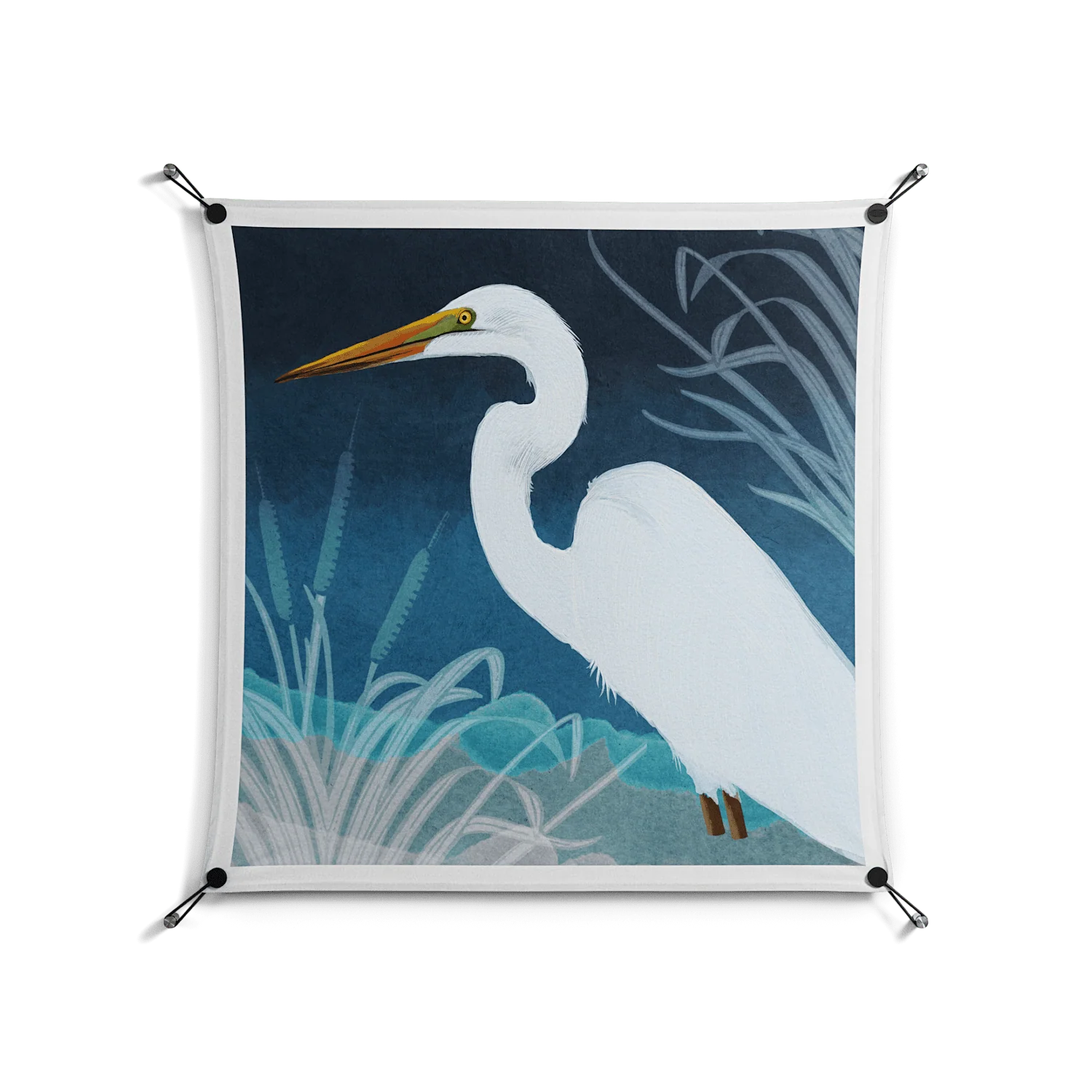 Egret - Work On Wall - Katie O’Shea - Black - 90 x 90 cm