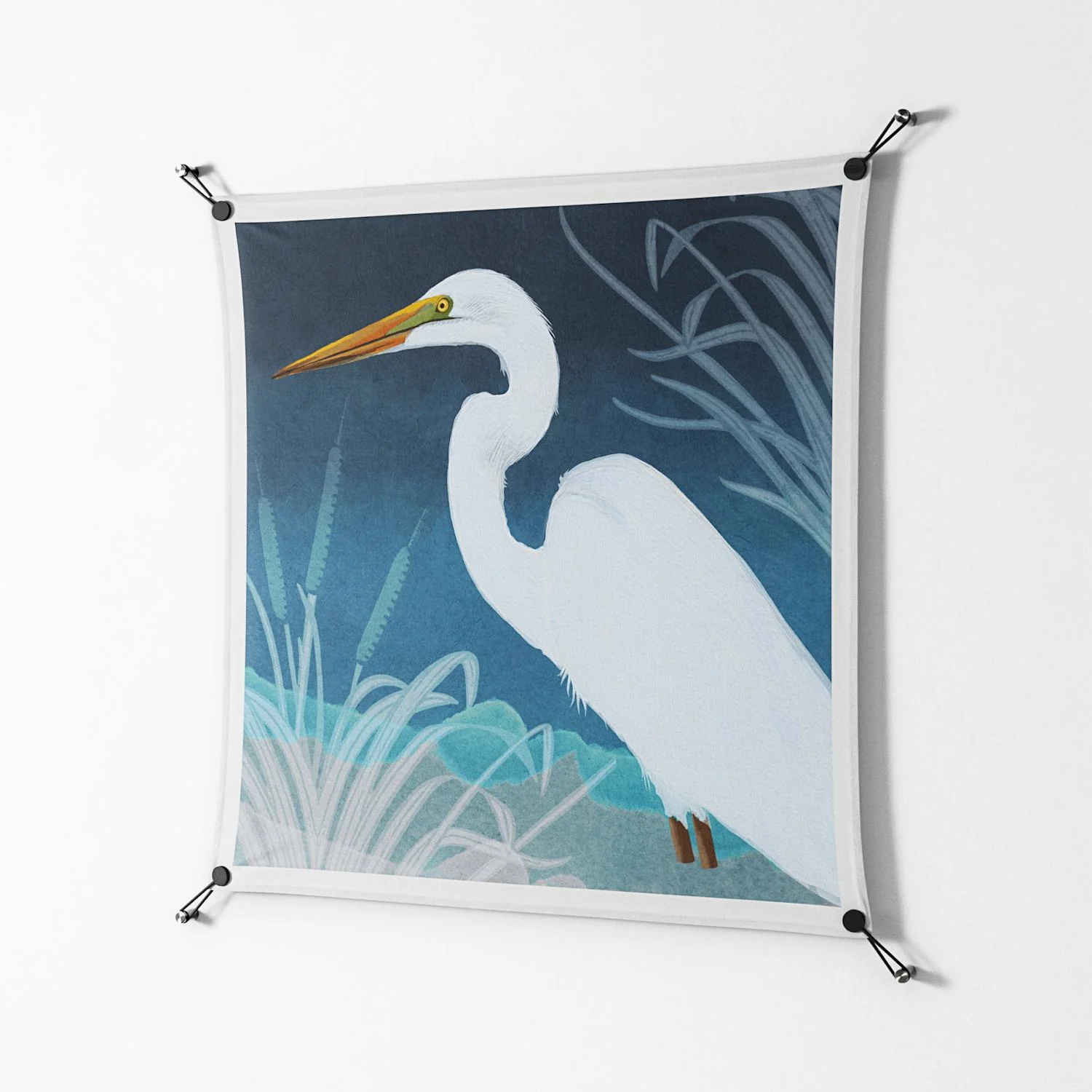 Egret - Work On Wall - Katie O’Shea - Black - 90 x 90 cm - Image 2