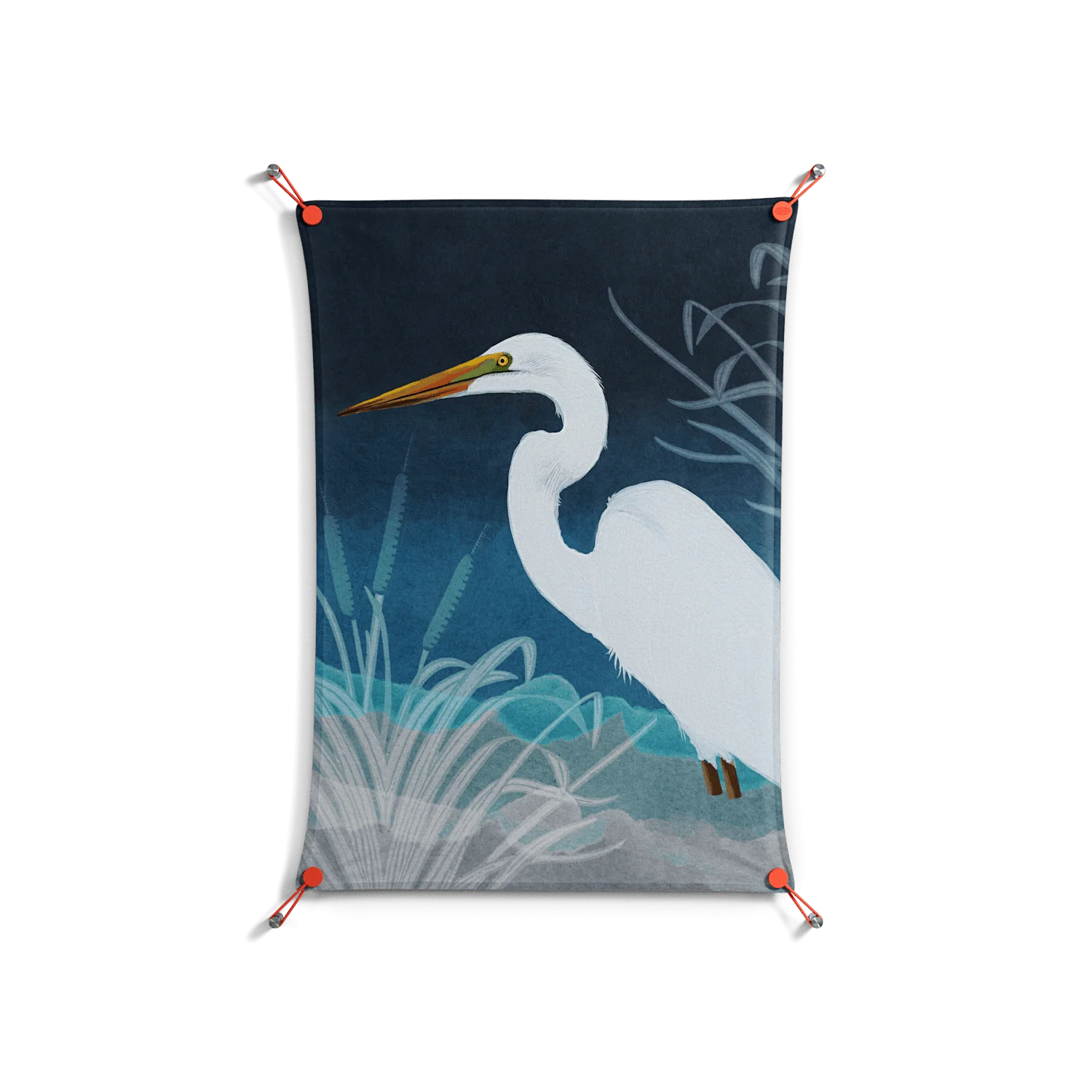 Egret - Work On Wall - Katie O’Shea - Orange - 70 x 100 cm