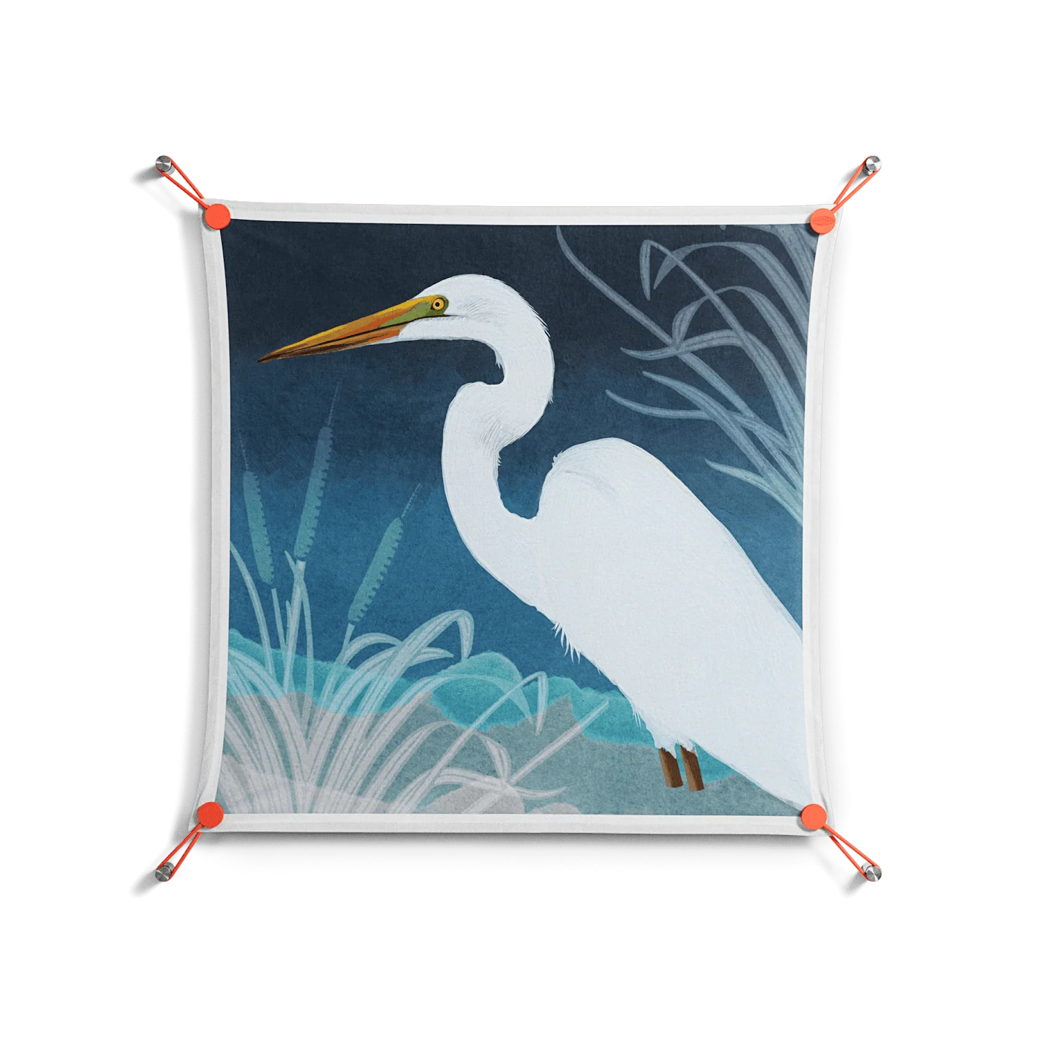 Egret - Work On Wall - Katie O’Shea - Orange - 70 x 70 cm