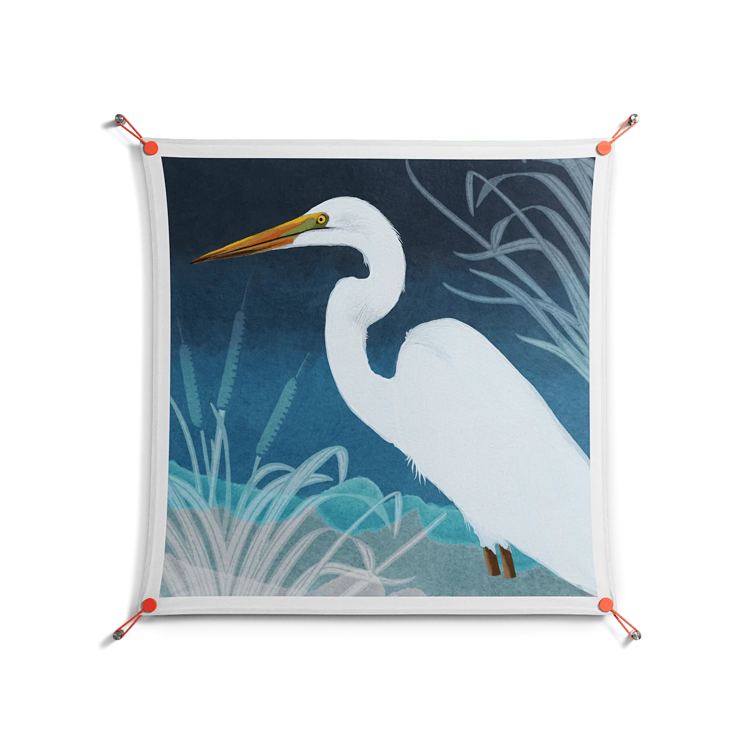 Egret - Work On Wall - Katie O’Shea - Orange - 90 x 90 cm