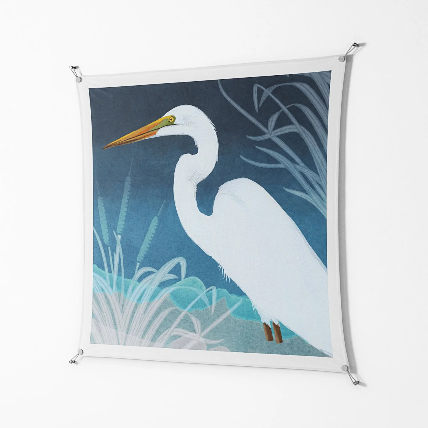 Egret - Work On Wall - Katie O’Shea - Silver - 140 x 140 cm - Image 2