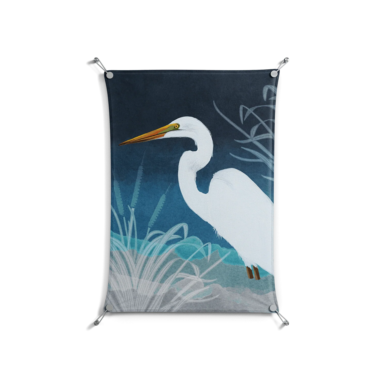 Egret - Work On Wall - Katie O’Shea - Silver - 70 x 100 cm