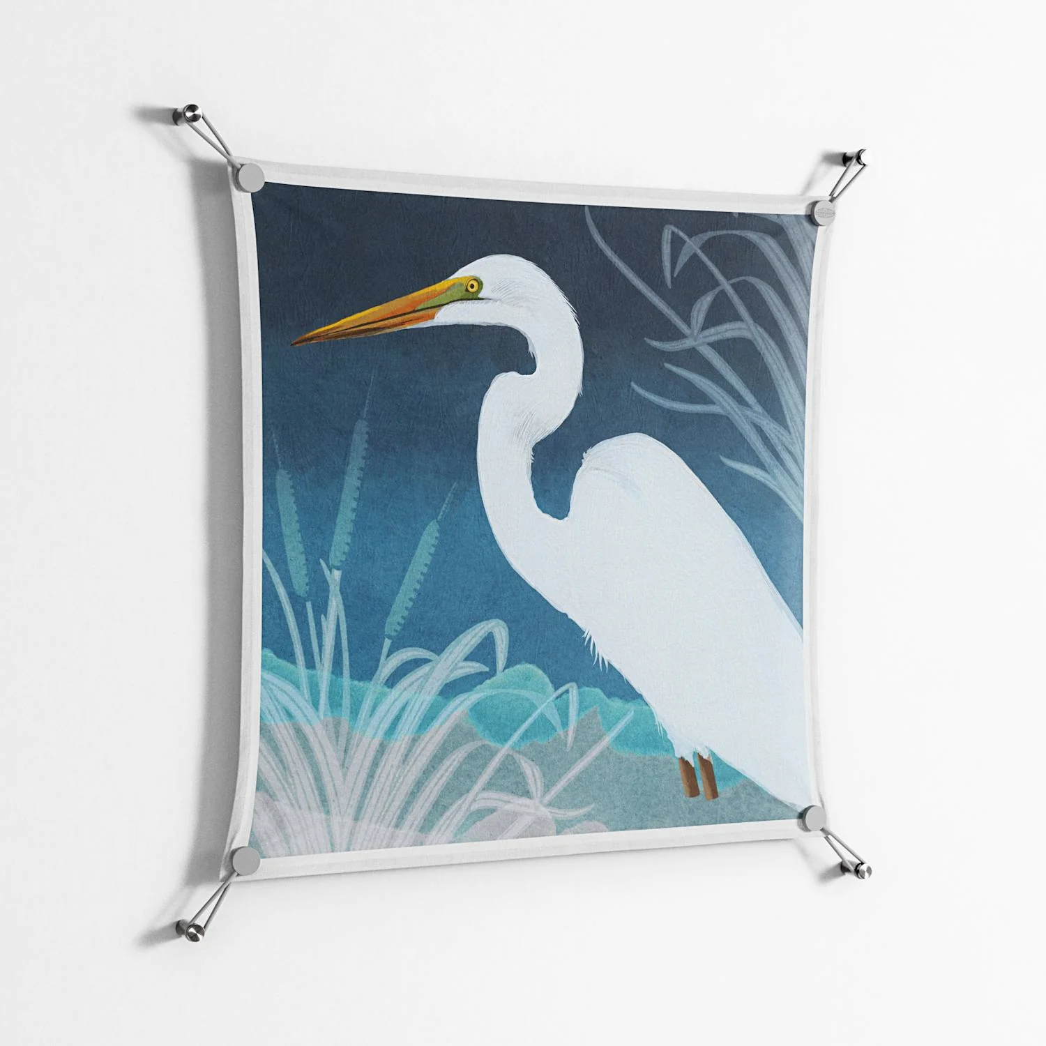 Egret - Work On Wall - Katie O’Shea - Silver - 70 x 70 cm - Image 2