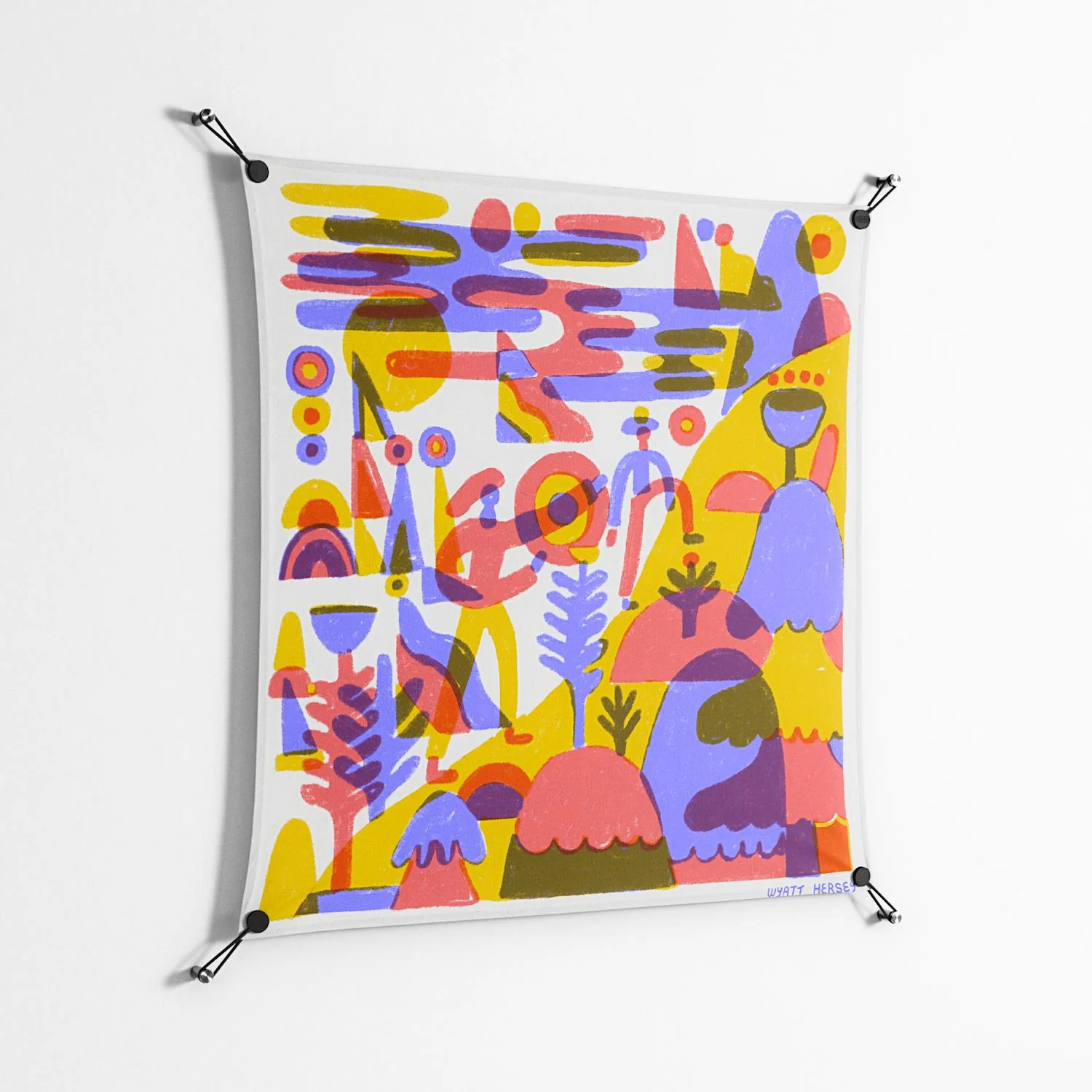 Family Hike - Work On Wall - Wyatt Hersey - Black - 90 x 90 cm - Image 2