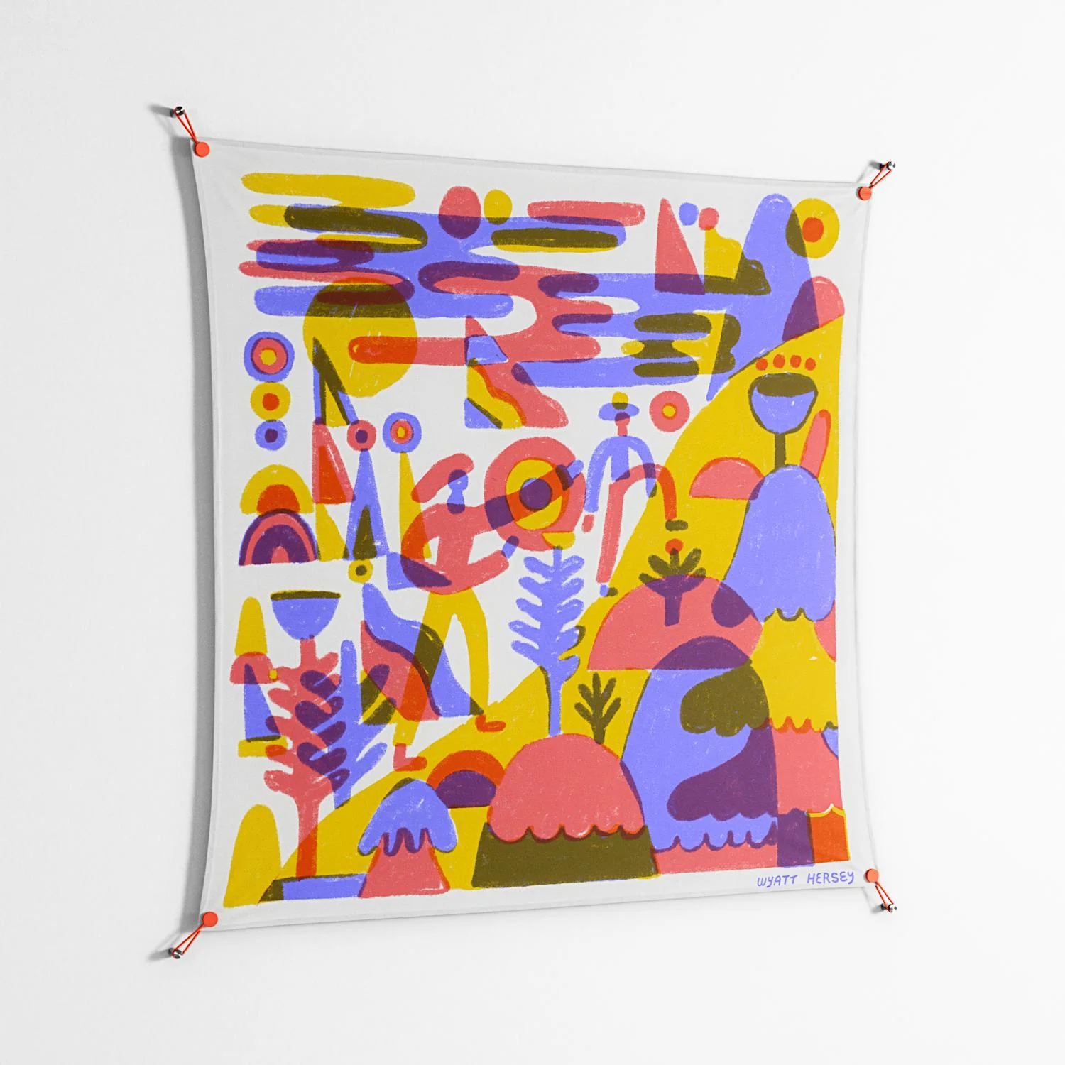 Family Hike - Work On Wall - Wyatt Hersey - Orange - 140 x 140 cm - Image 2