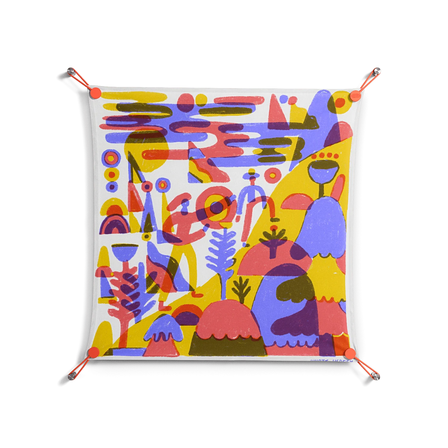Family Hike - Work On Wall - Wyatt Hersey - Orange - 70 x 70 cm