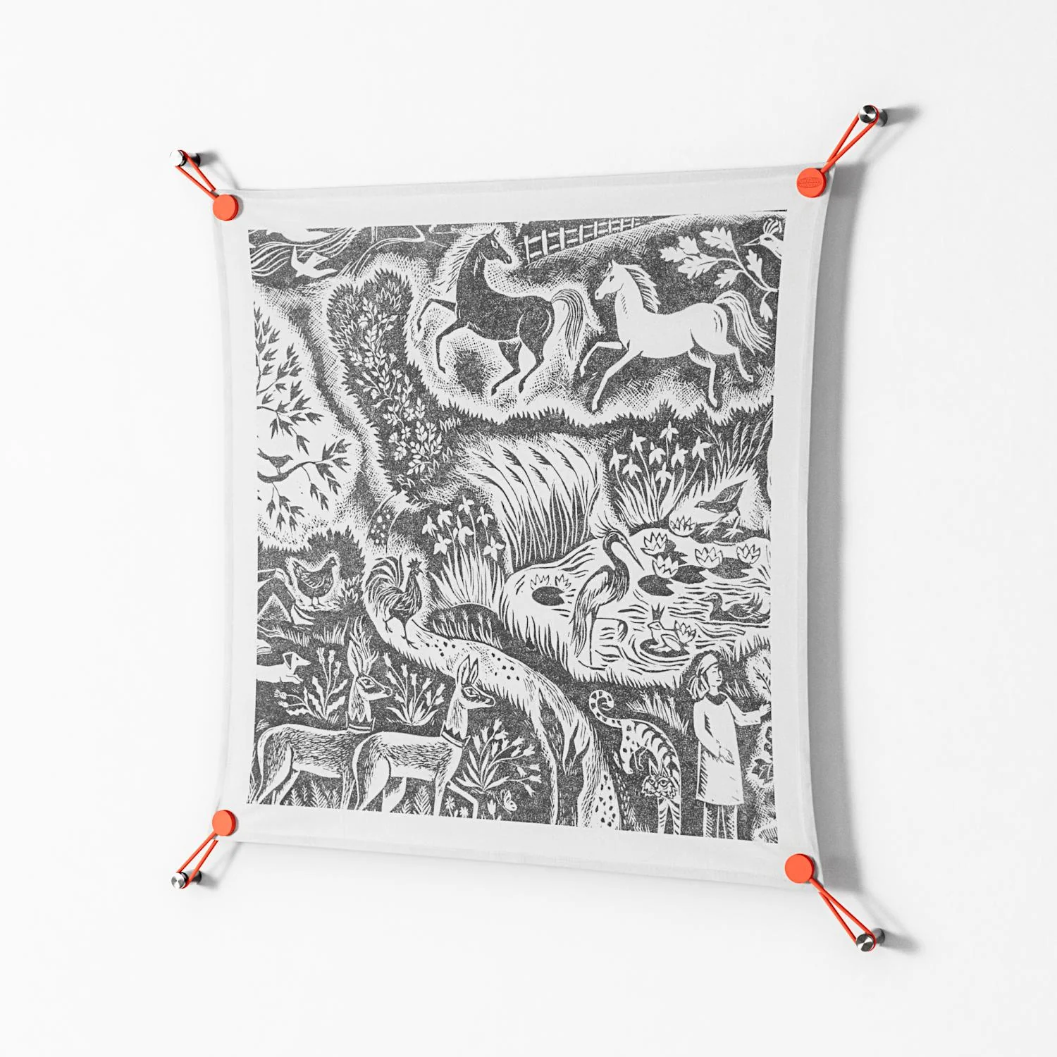 Flight Of Fancy 3 - Work On Wall - Diana Catchpole - Orange - 70 x 70 cm