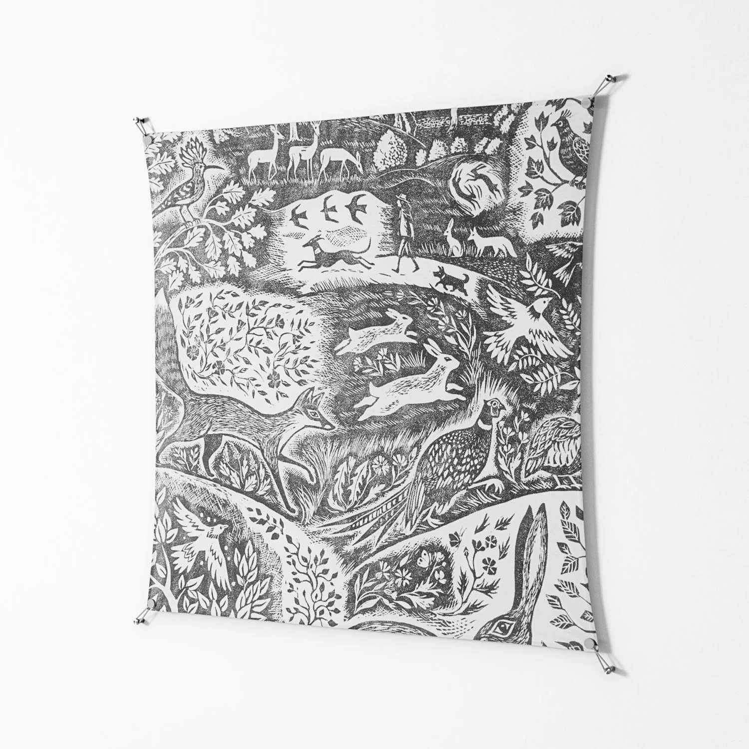 Flight Of Fancy - Work On Wall - Diana Catchpole - Silver - 140 x 140 cm