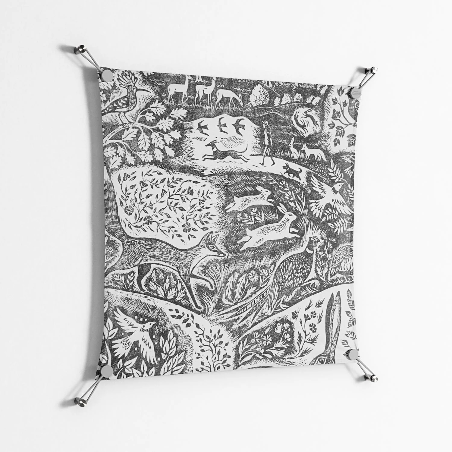 Flight Of Fancy - Work On Wall - Diana Catchpole - Silver - 70 x 70 cm