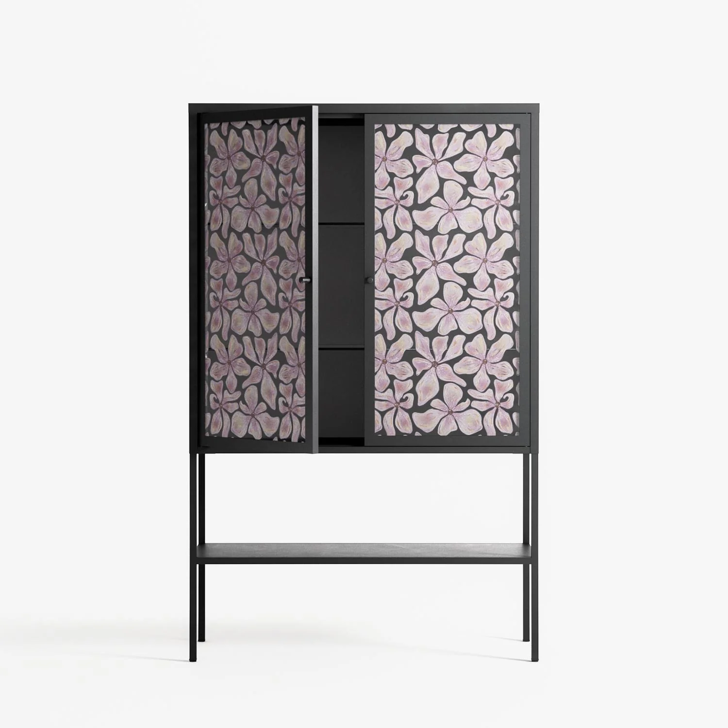 Floating Blossom Pattern - Loft Cabinet - Raissa Oltmanns - Antracite - Overlay Glass - Image 3