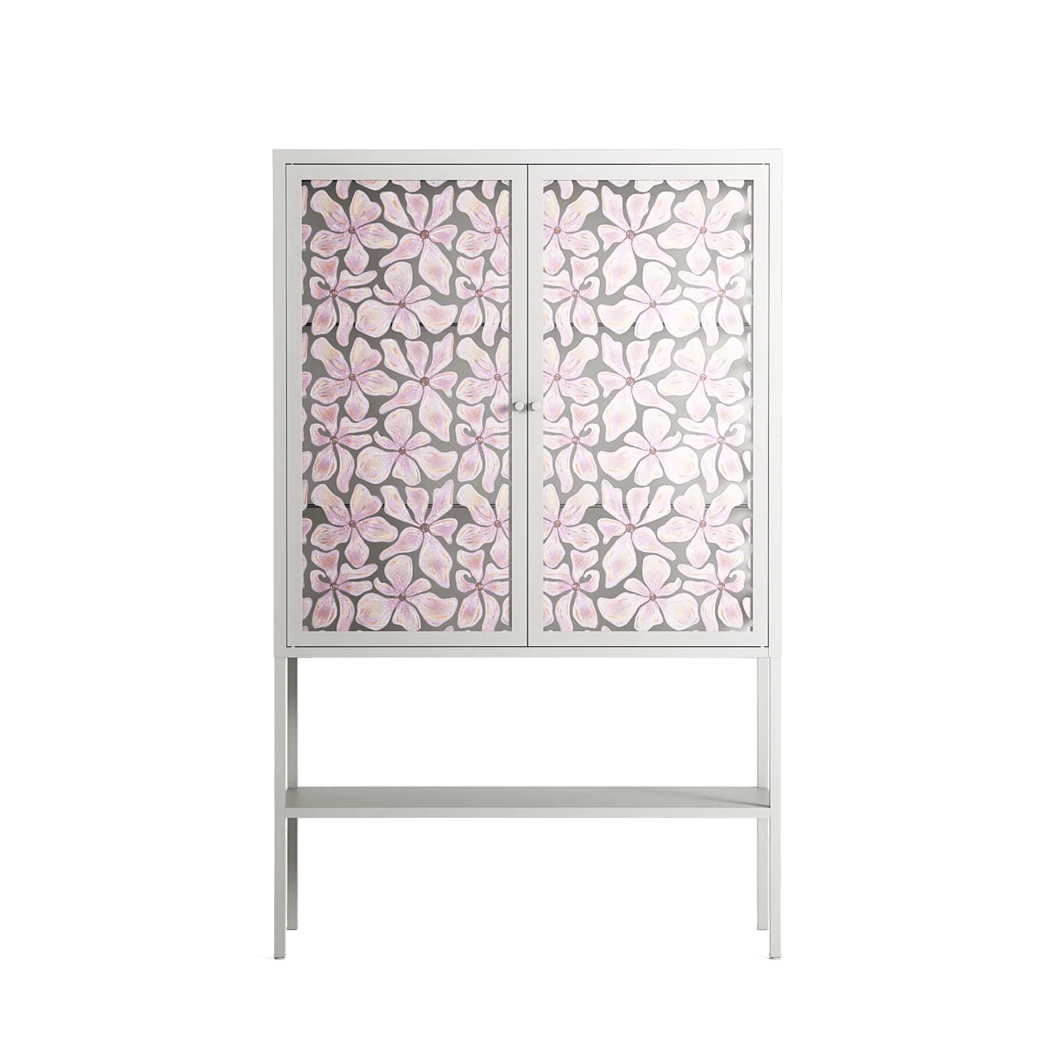 Floating Blossom Pattern - Loft Cabinet - Raissa Oltmanns - Chalk - Overlay Glass