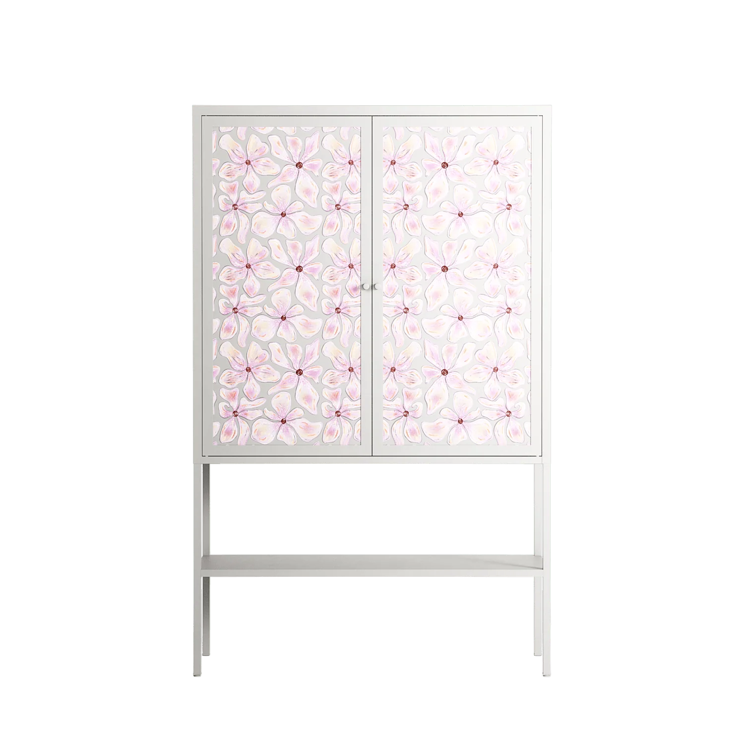 Floating Blossom Pattern - Loft Cabinet - Raissa Oltmanns - Chalk - Overlay Metal