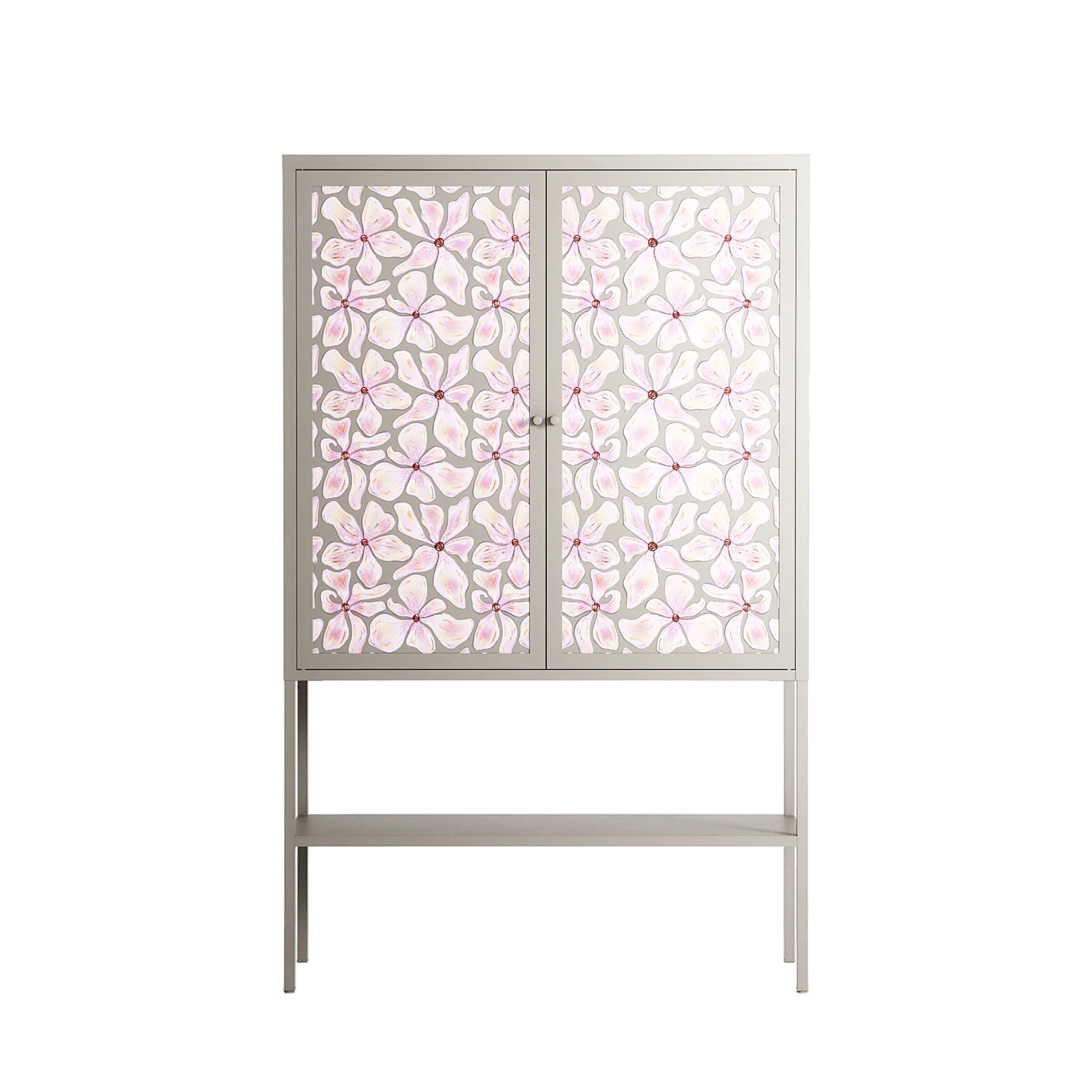 Floating Blossom Pattern - Loft Cabinet - Raissa Oltmanns - Pebble - Overlay Metal