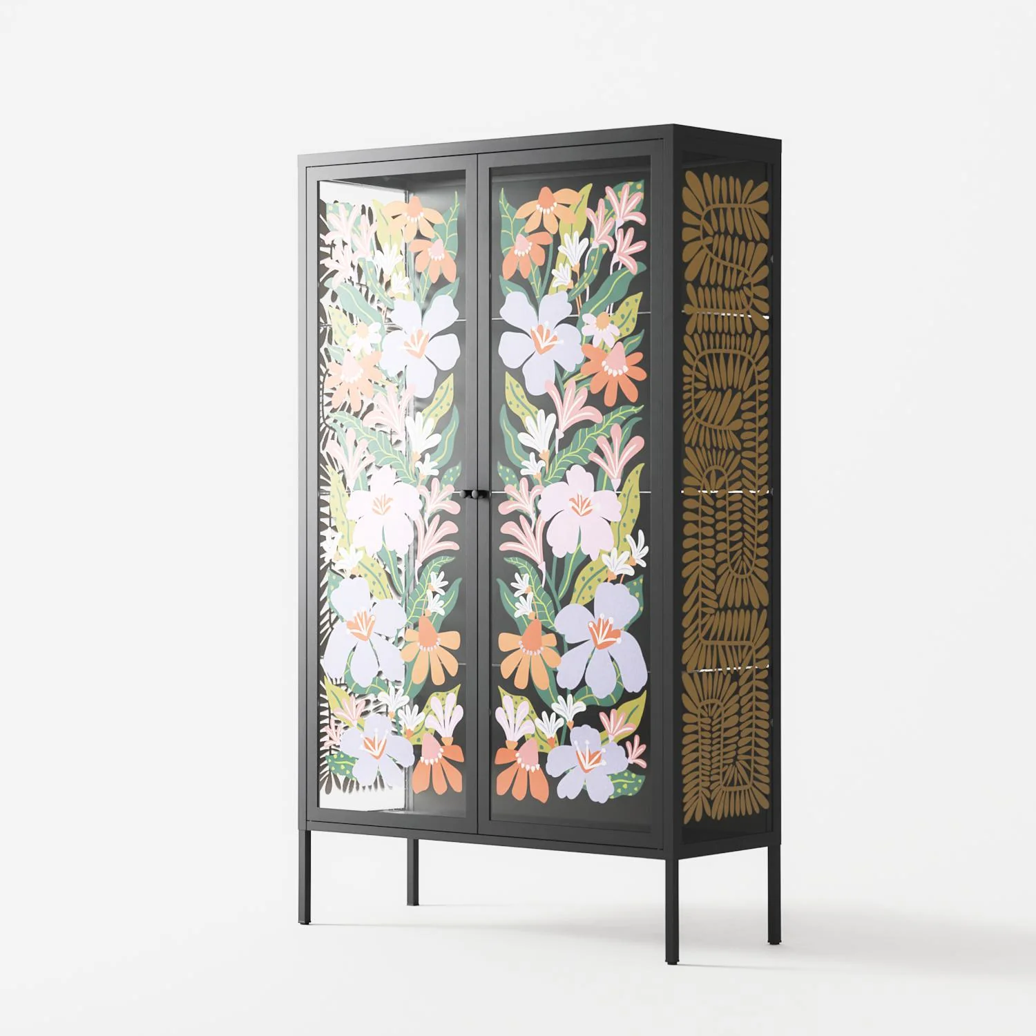 Floral Delight - Cabinet - Sandra Hutter - Antracite - Overlay Glass - Image 2