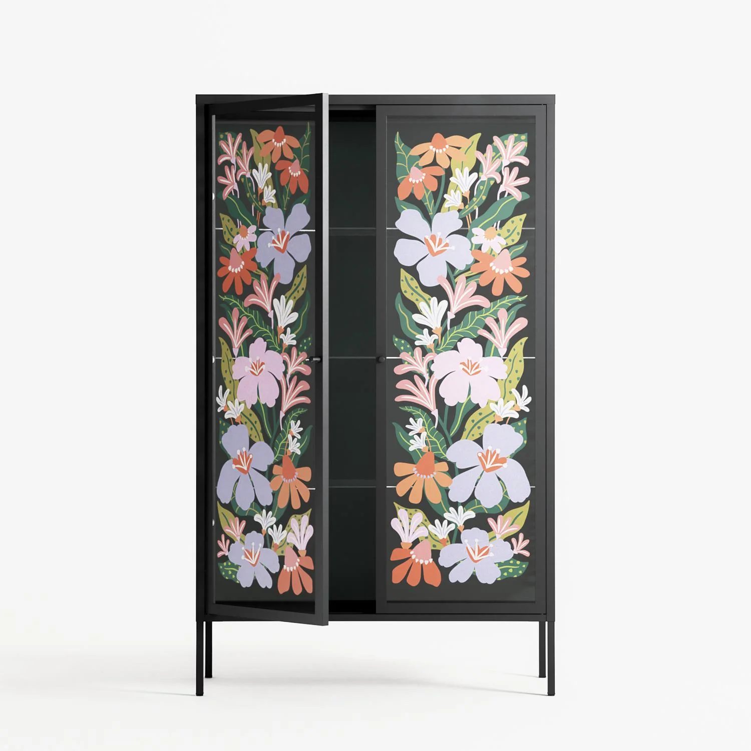 Floral Delight - Cabinet - Sandra Hutter - Antracite - Overlay Glass - Image 3