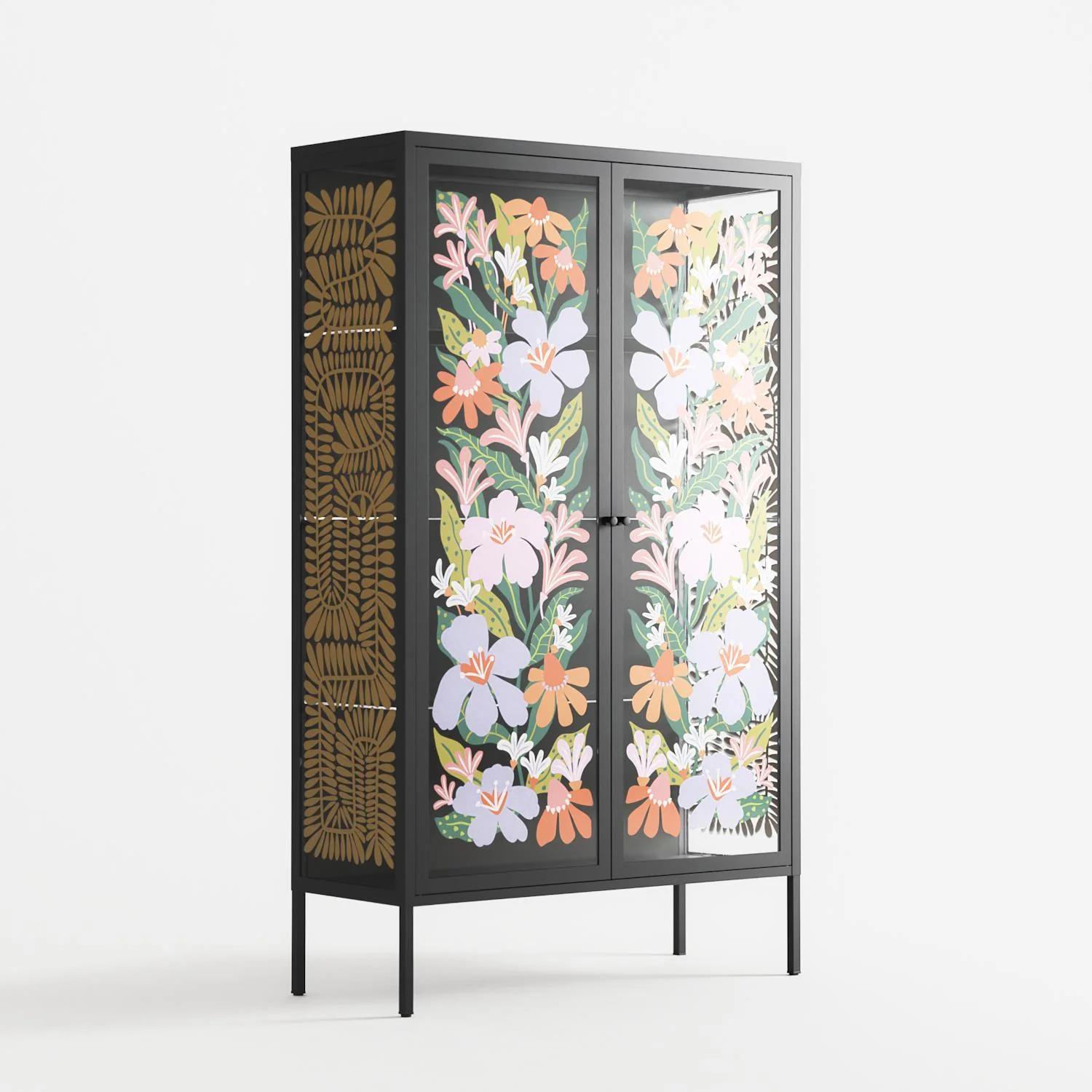 Floral Delight - Cabinet - Sandra Hutter - Antracite - Overlay Glass - Image 4