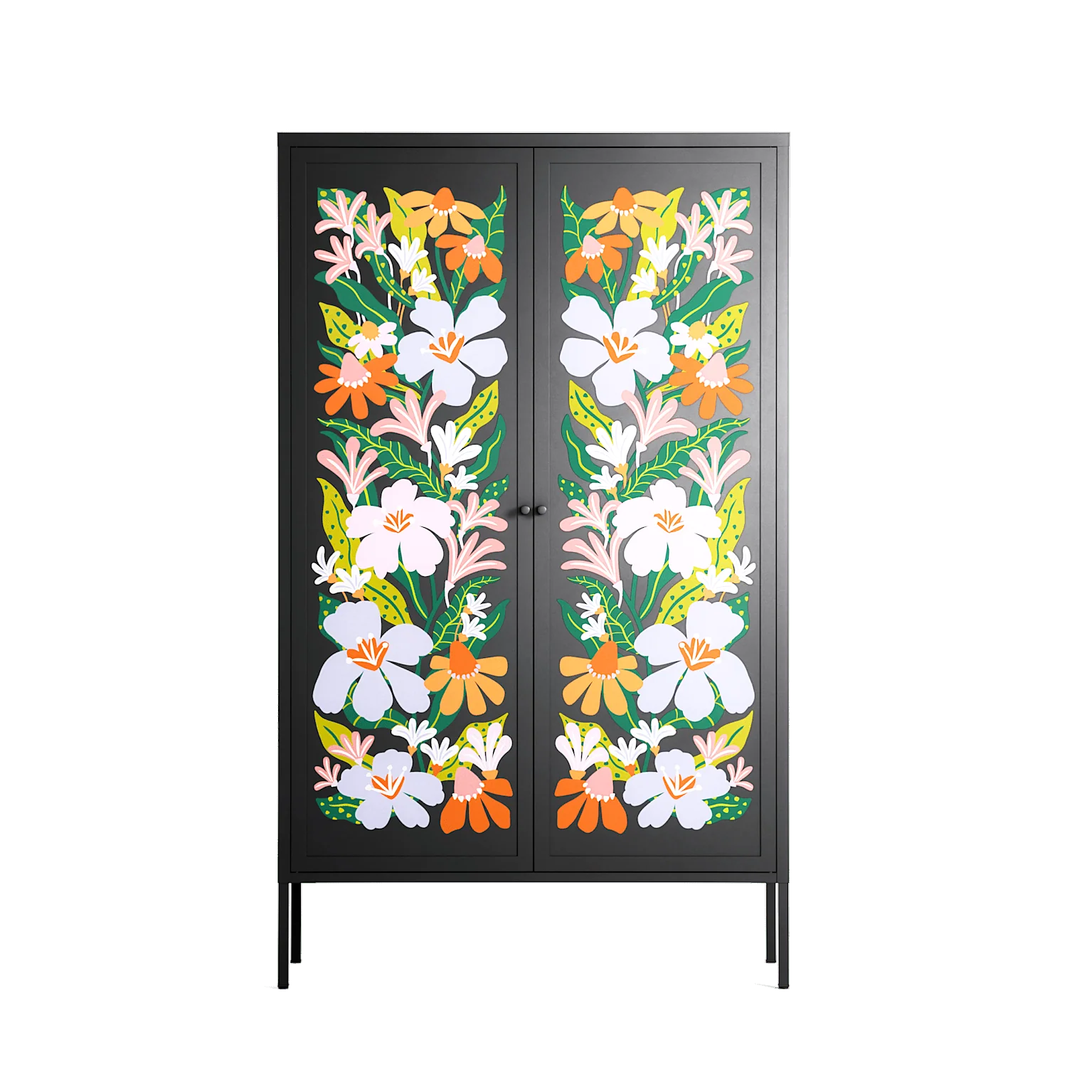 Floral Delight - Cabinet - Sandra Hutter - Antracite - Overlay Metal